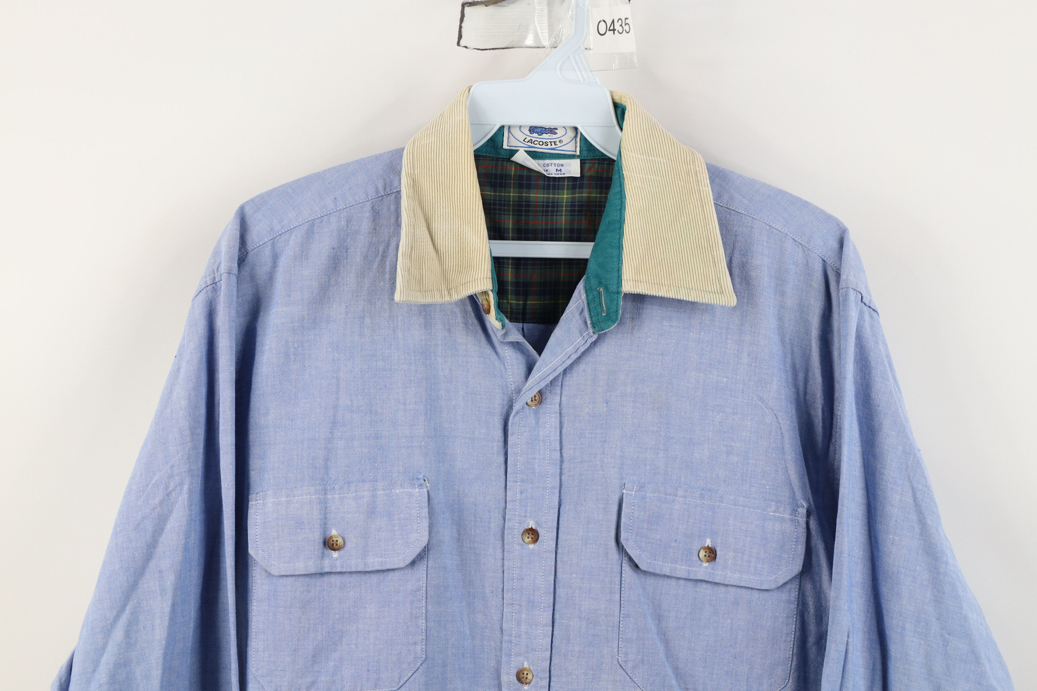 Izod Vintage 80s Izod Lacoste Collar Chambray Button Shirt Blue Size US M / EU 48-50 / 2 - 2 Thumbnail