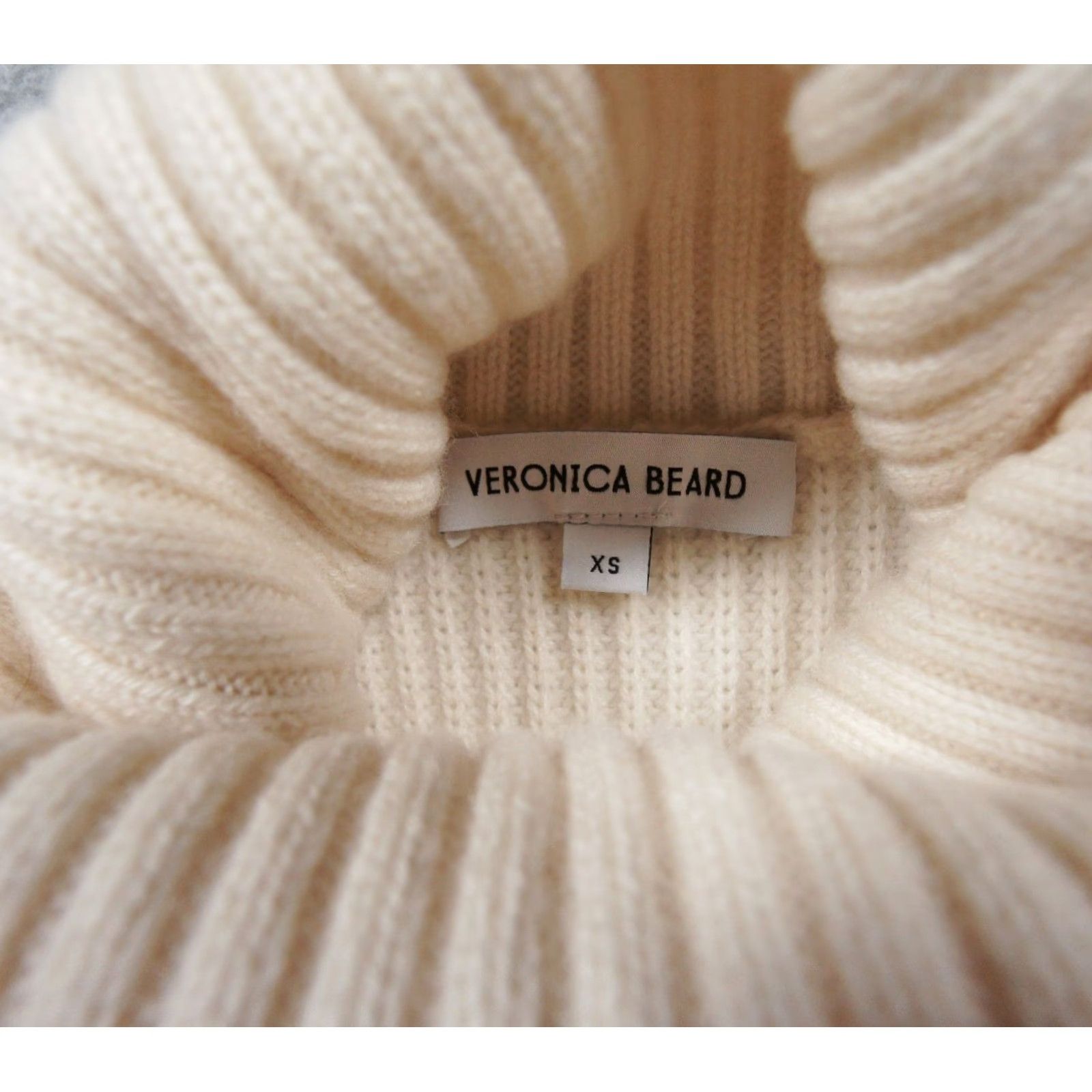 Veronica Beard Veronica Beard Sweater Womens XS Beige Ribbed Turtleneck Knit Pullover Pullover Ladies Size XS / US 0-2 / IT 36-38 - 7 Thumbnail