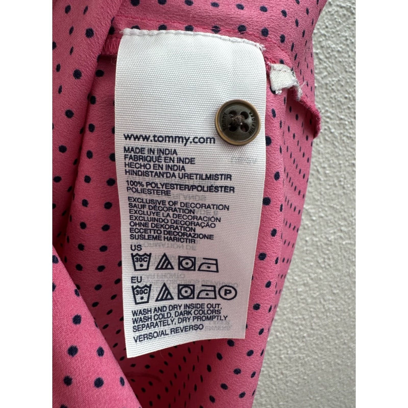Tommy Hilfiger Tommy Hilfiger Womens Tank Top Button Up Pink Polka Dotted Necktie Size Medium Size M / US 6-8 / IT 42-44 - 5 Thumbnail