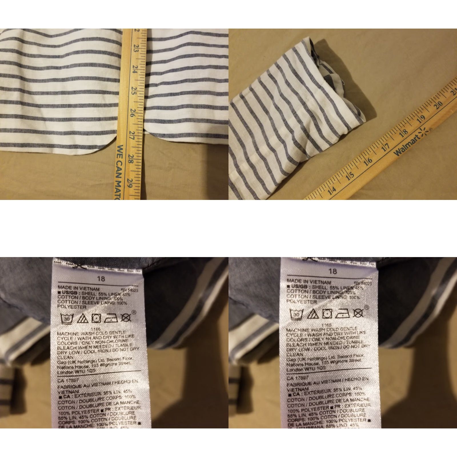 Gap Womens Gap Linen Jacket 18 White Gray Blazer - Gap 3-in-1 Linen Blazer Size 18 Women Gray White Jacket Size XXL / US 16-18 / IT 52-54 - 8 Thumbnail