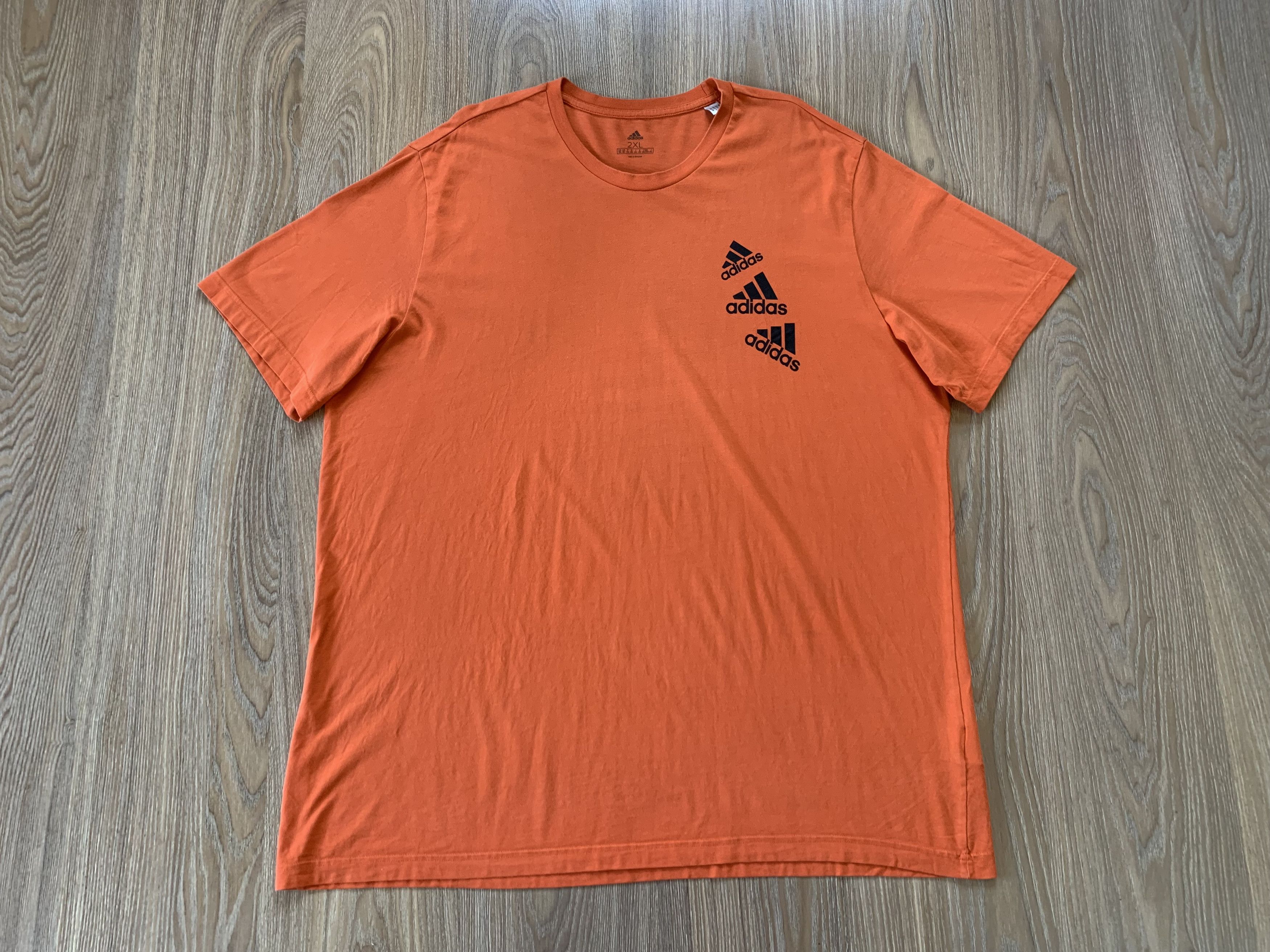 Adidas Adidas Cotton 3 Logo Orange T-Shirt Size US XXL / EU 58 / 5 - 2 Thumbnail