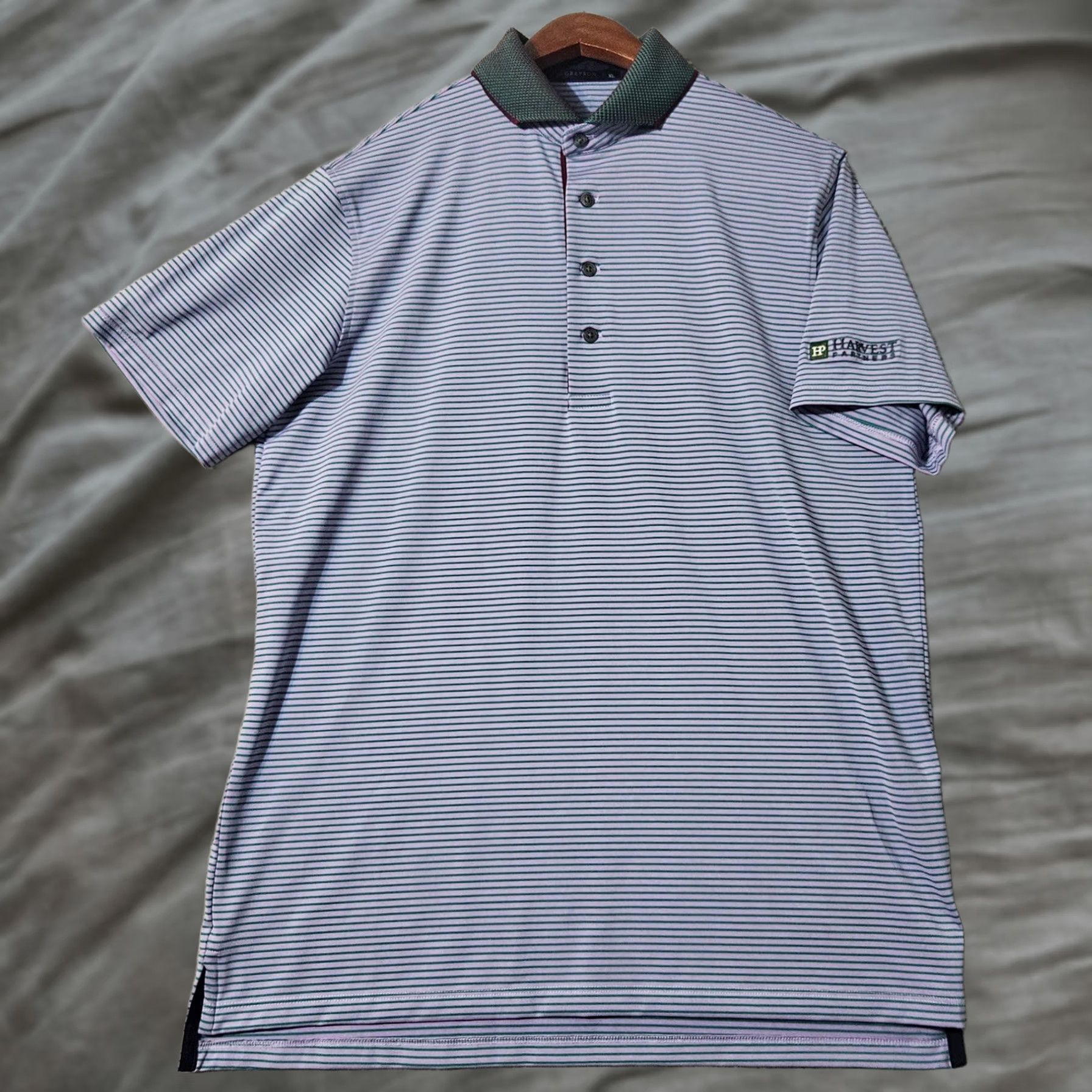 Vintage Greyson Golf Polo Shirt XL Purple Green Striped Short Sleeve LOGO Men's Size US XL / EU 56 / 4 - 1 Thumbnail