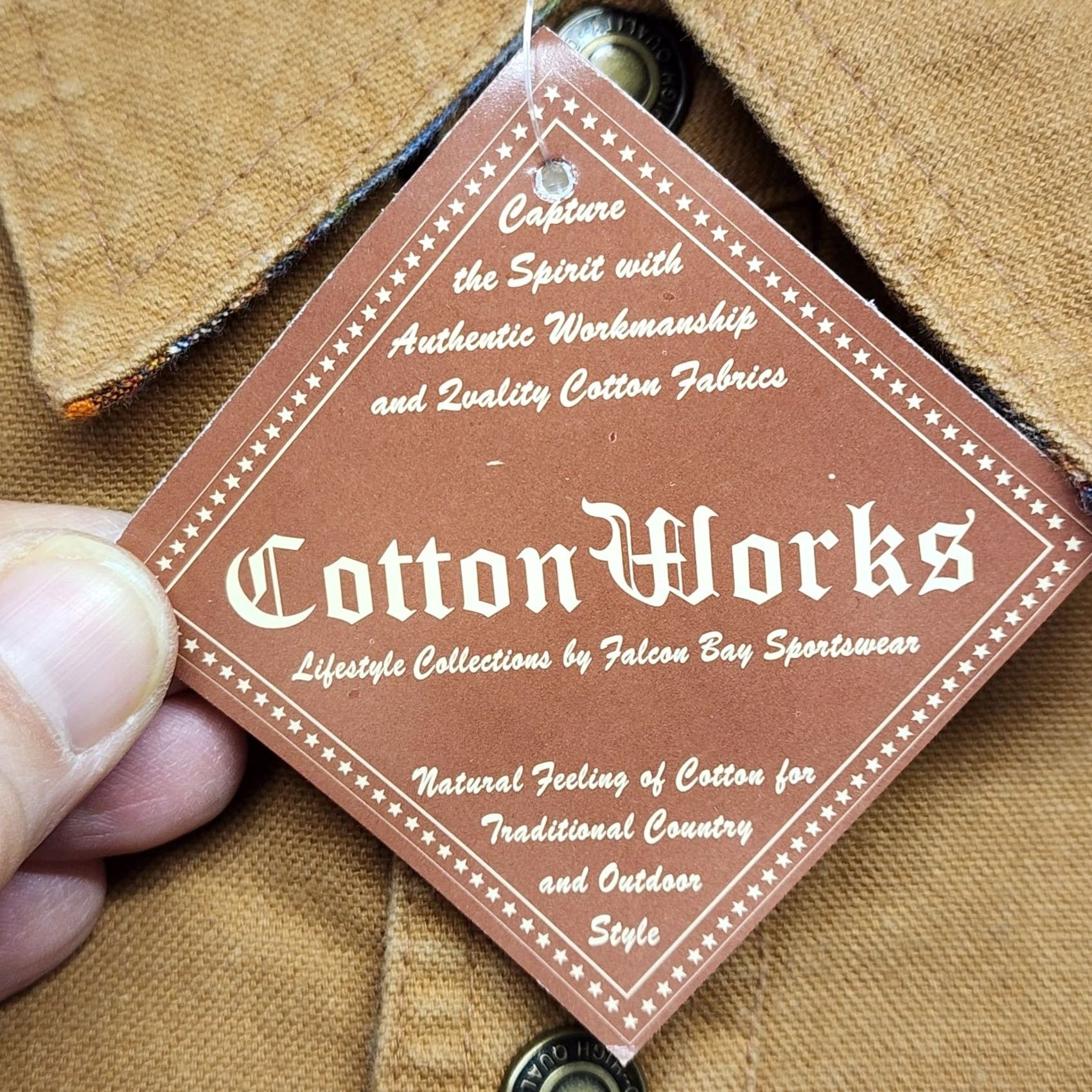 Vintage VINTAGE Cotton Works Shirt Shacket 4X Tan Snap Pockets Lightweight Flannel Lined NEW Men Long Sleeve Button-Up Collared Snap Closure Boys? Size US XXL / EU 58 / 5 - 6 Thumbnail