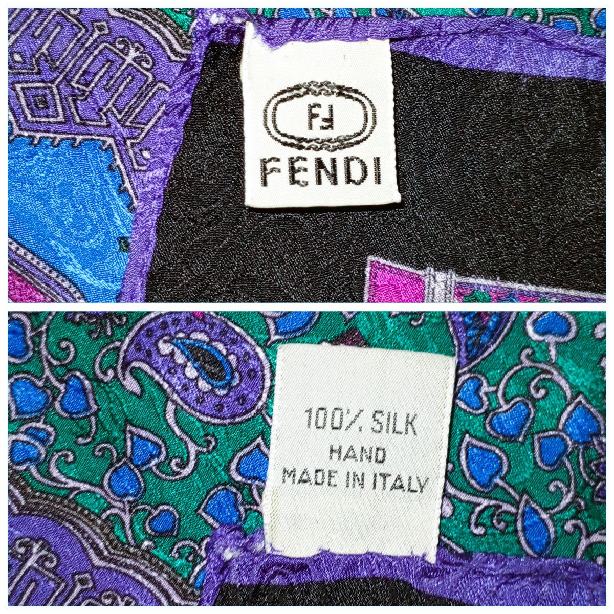 Fendi FENDI ROMA ITALY Blue Indian Sultan Geometric Silk Scarf Size ONE SIZE - 8 Thumbnail