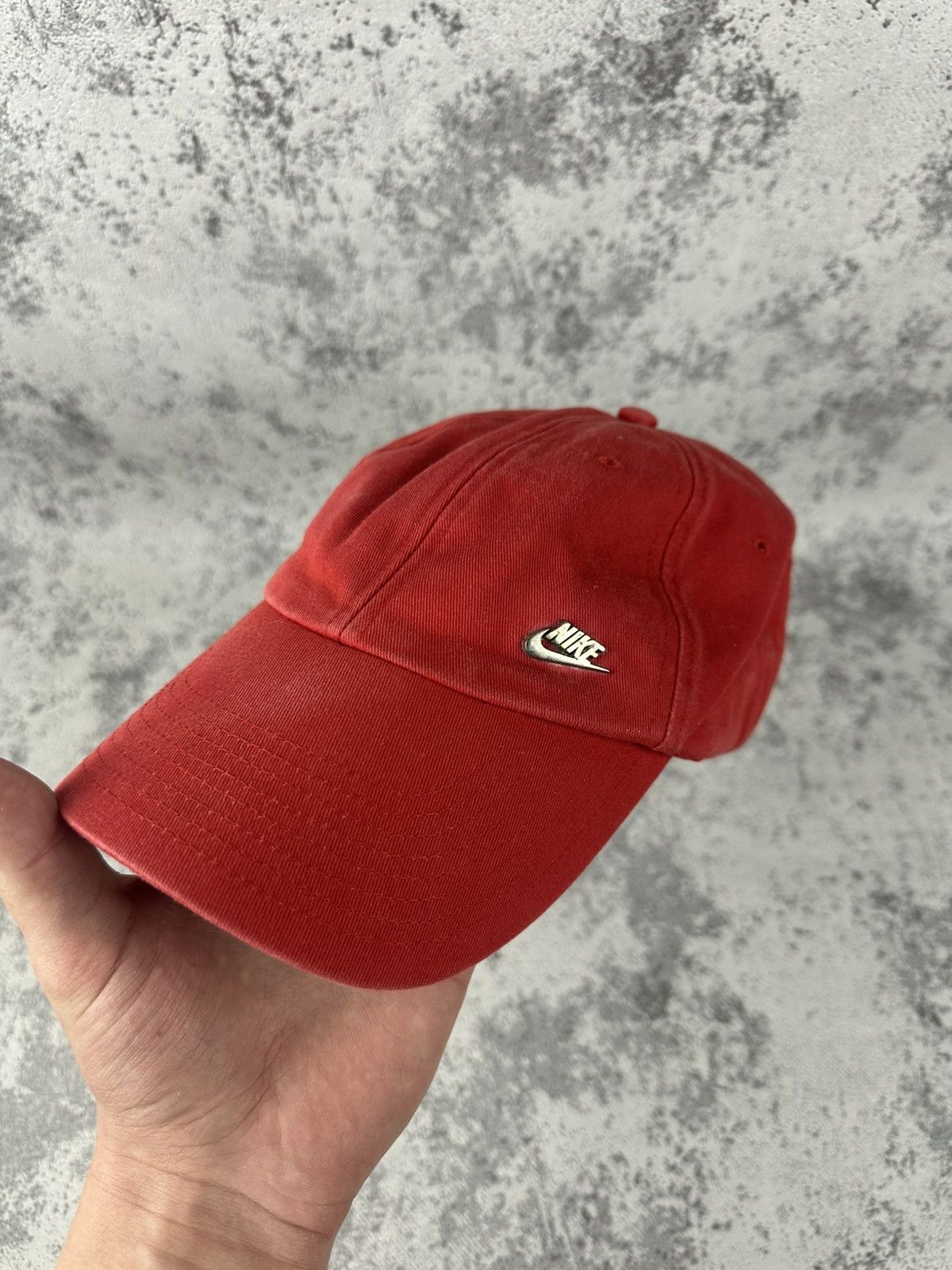 Nike Red Nike Mini Swoosh Metal Logo Cap Rare 90s Size ONE SIZE - 1 Thumbnail