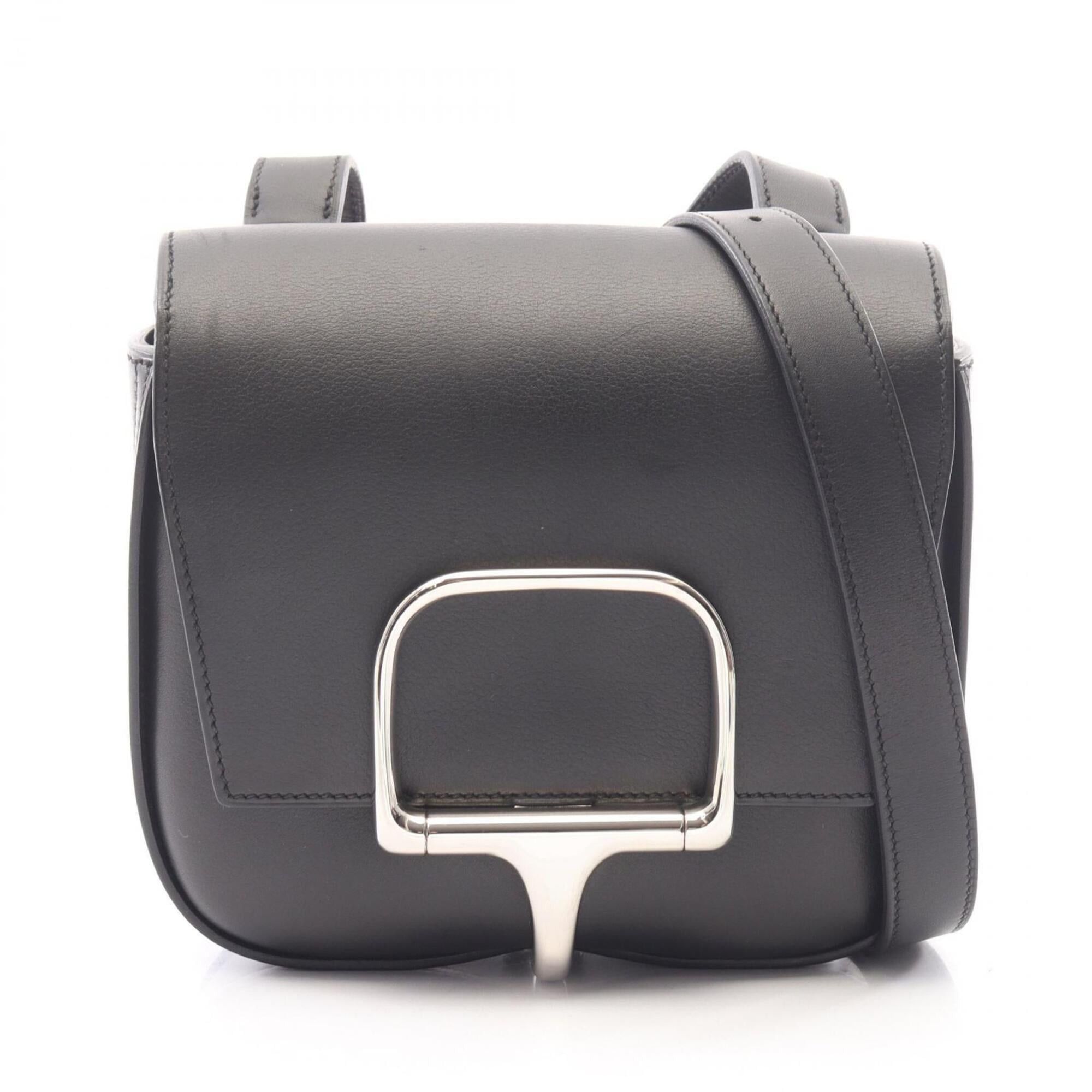 Hermes Hermes Della Cavalleria Mini Shoulder Bag Handbag Leather Evergrain Women's Black Size ONE SIZE - 1 Thumbnail