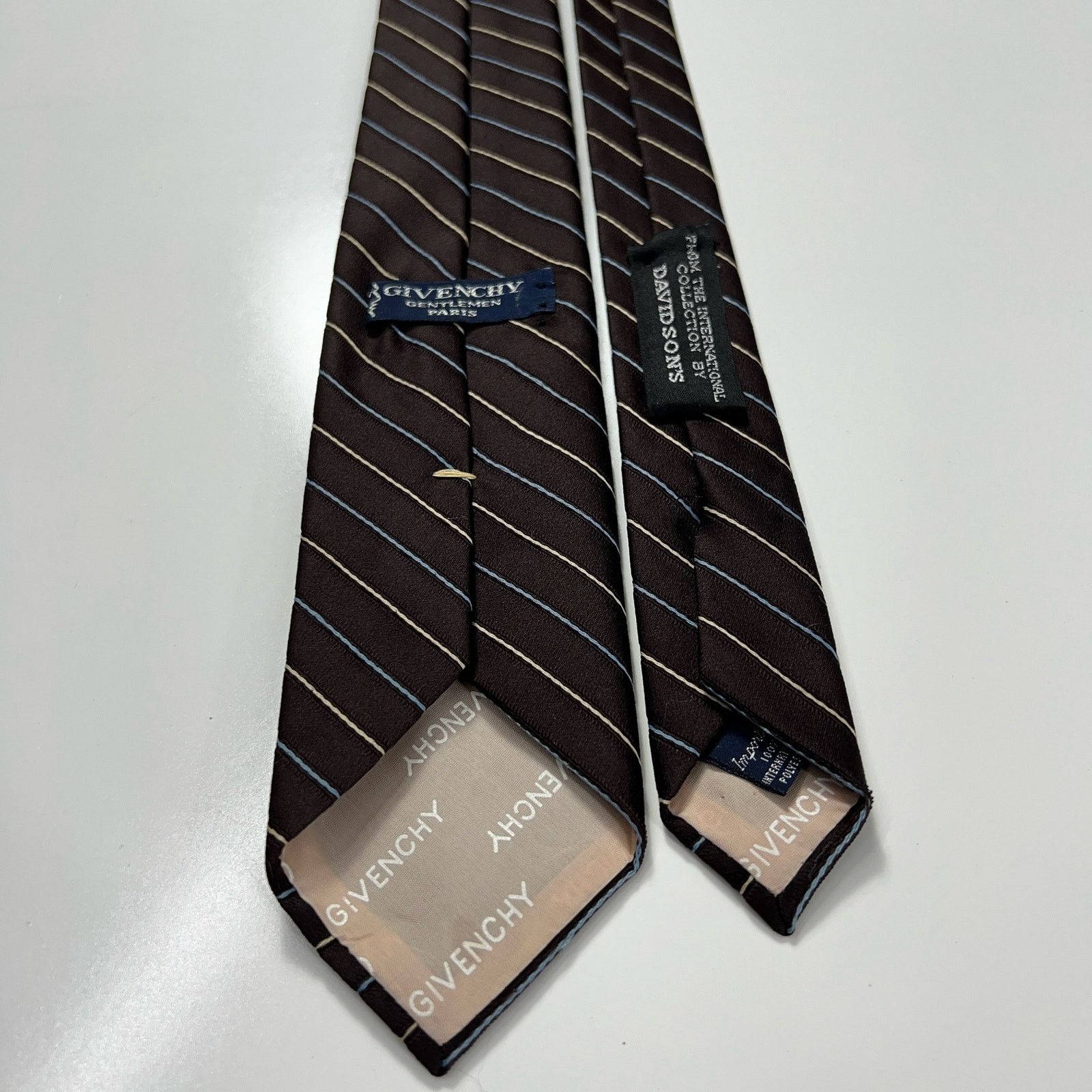 Givenchy Givenchy Gentlemen Paris Men's Tie Brown Blue White Necktie Size ONE SIZE - 2 Thumbnail