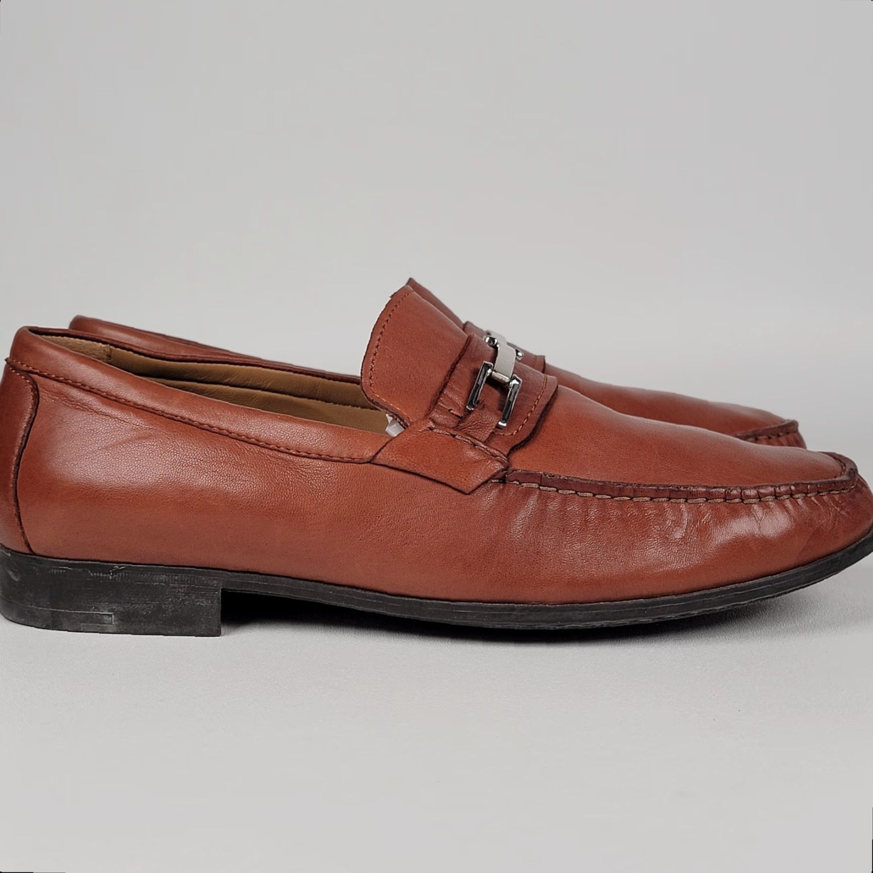 Johnston & Murphy Johnston & Murphy Brown Men's Leather Slip On Driving Loafers Penny Style 9.5 M Dress Shoes Size US 9 / EU 42 - 2 Thumbnail