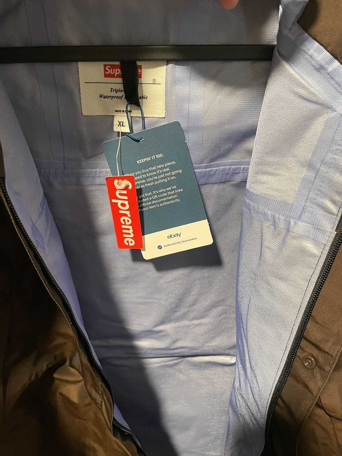 SUPREME IRIDESCENT TAPED SEAM JACKET BROWN FW13 SIZE XL