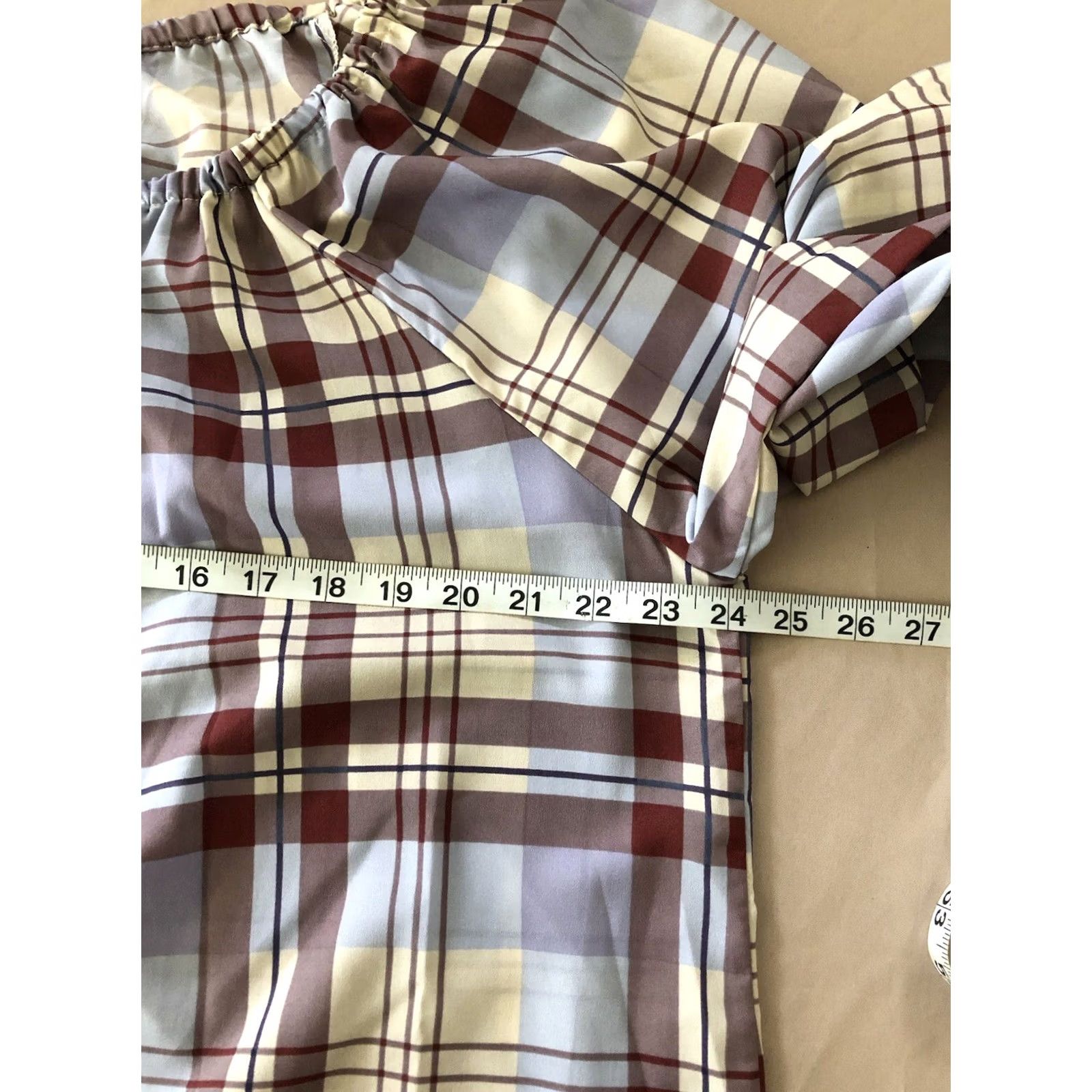 Vintage Daily Thread Top 1X Blue Brown Plaid Neck Boho Hippie Peasant Cottage Tassel Womens Size XL / US 12-14 / IT 48-50 - 4 Thumbnail