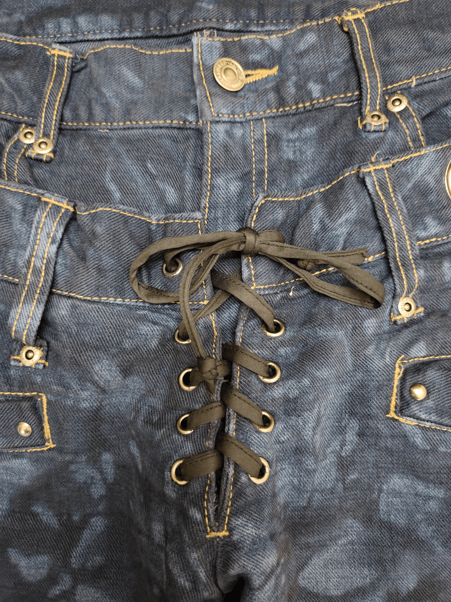 Japanese Brand PPFM Inspire Japanese Double Waist Distressed Dye Jeans 35 Size US 35 - 9 Thumbnail