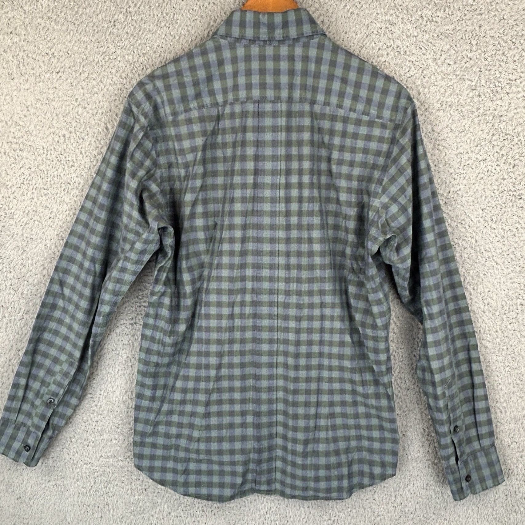 Ermenegildo Zegna Ermenegildo Zegna Sport Button-Down Shirt Mens L Green Blue Check Cotton Size US L / EU 52-54 / 3 - 5 Thumbnail