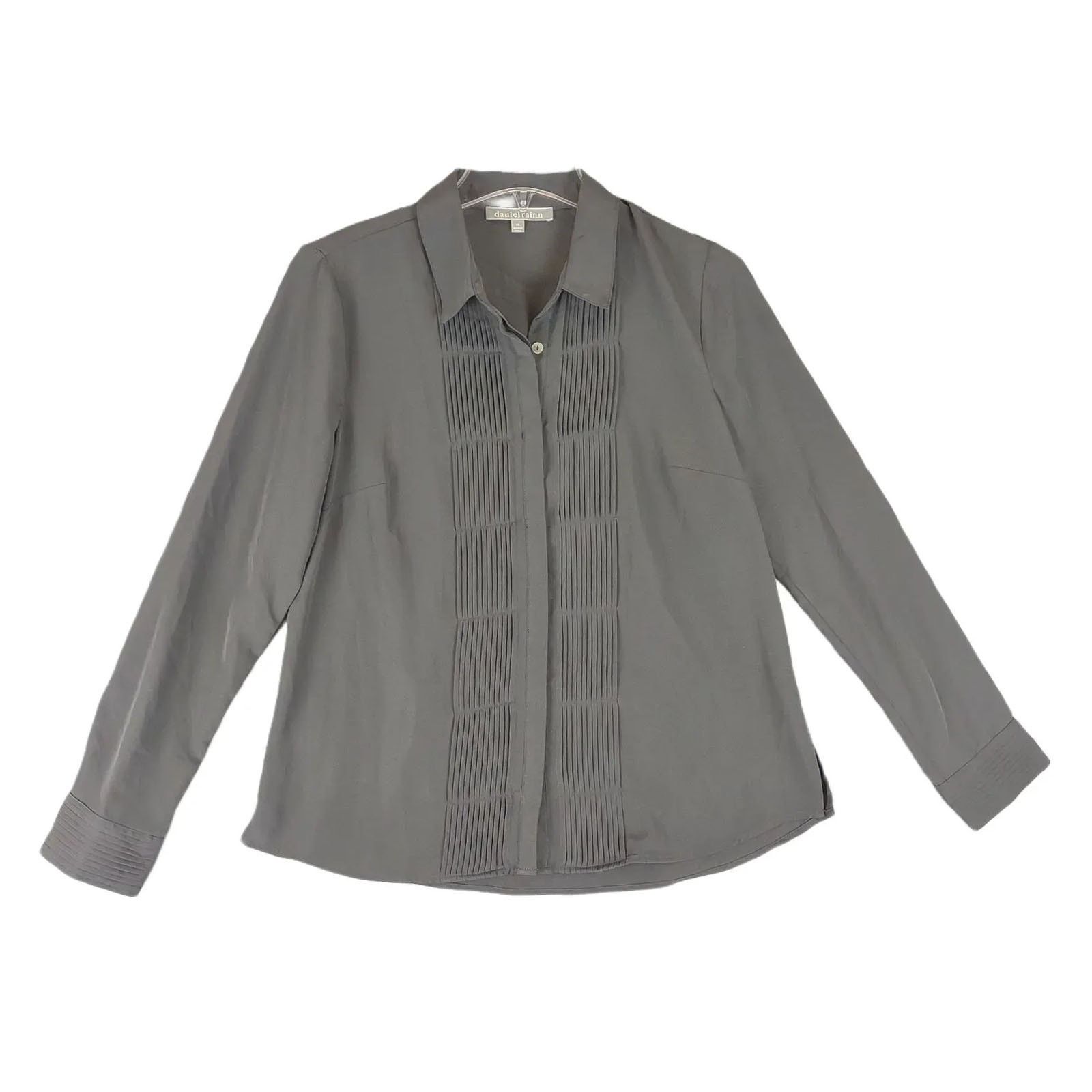 Other DANIEL RAINN Front Pleats Gray Button Up Blouse Petite Small Size S / US 4 / IT 40 - 1 Thumbnail