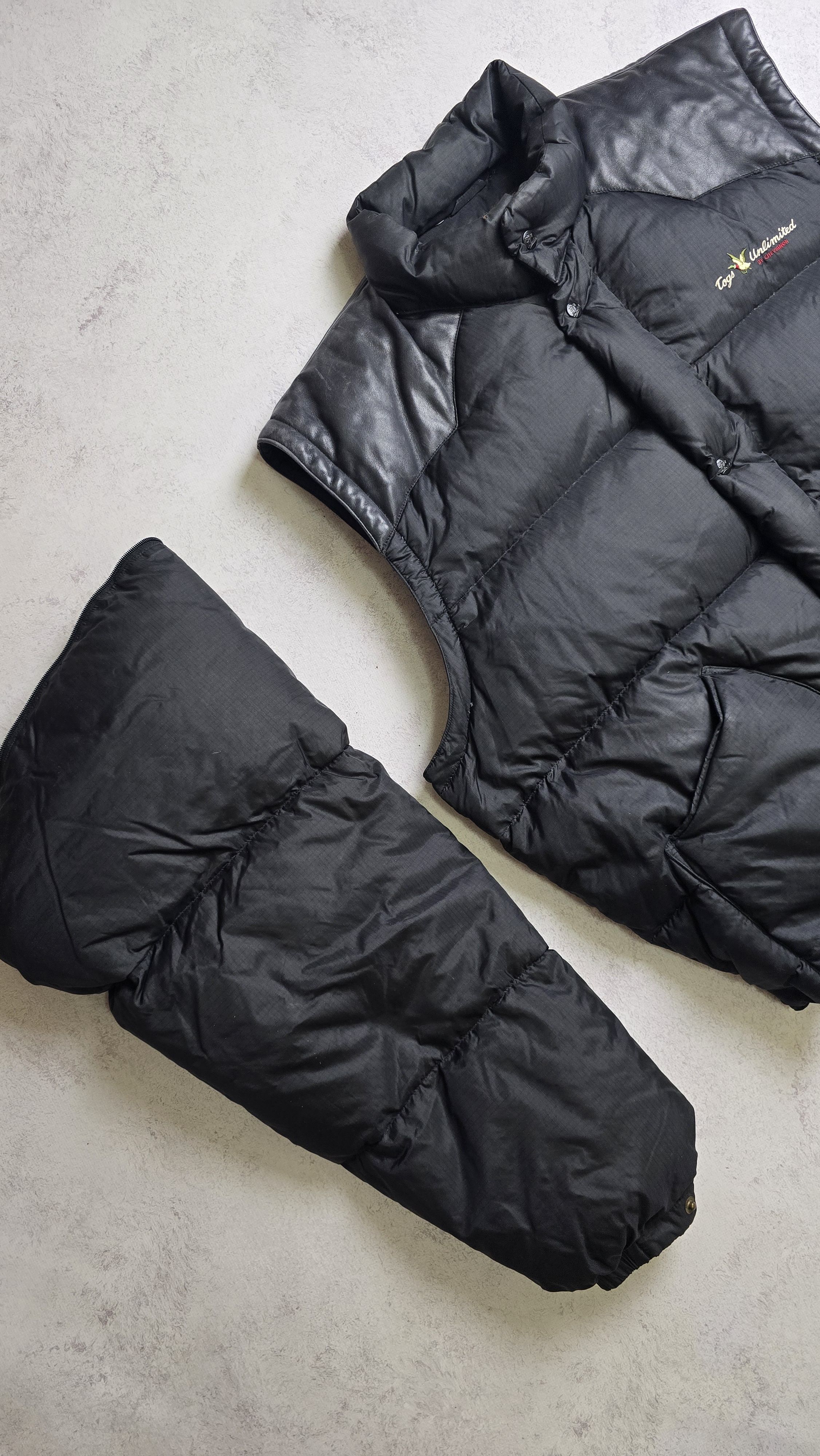 Chevignon Vintage 2in1 Chevignon Togs Unlimited Black Down Jacket Vest Size US XXL / EU 58 / 5 - 8 Thumbnail