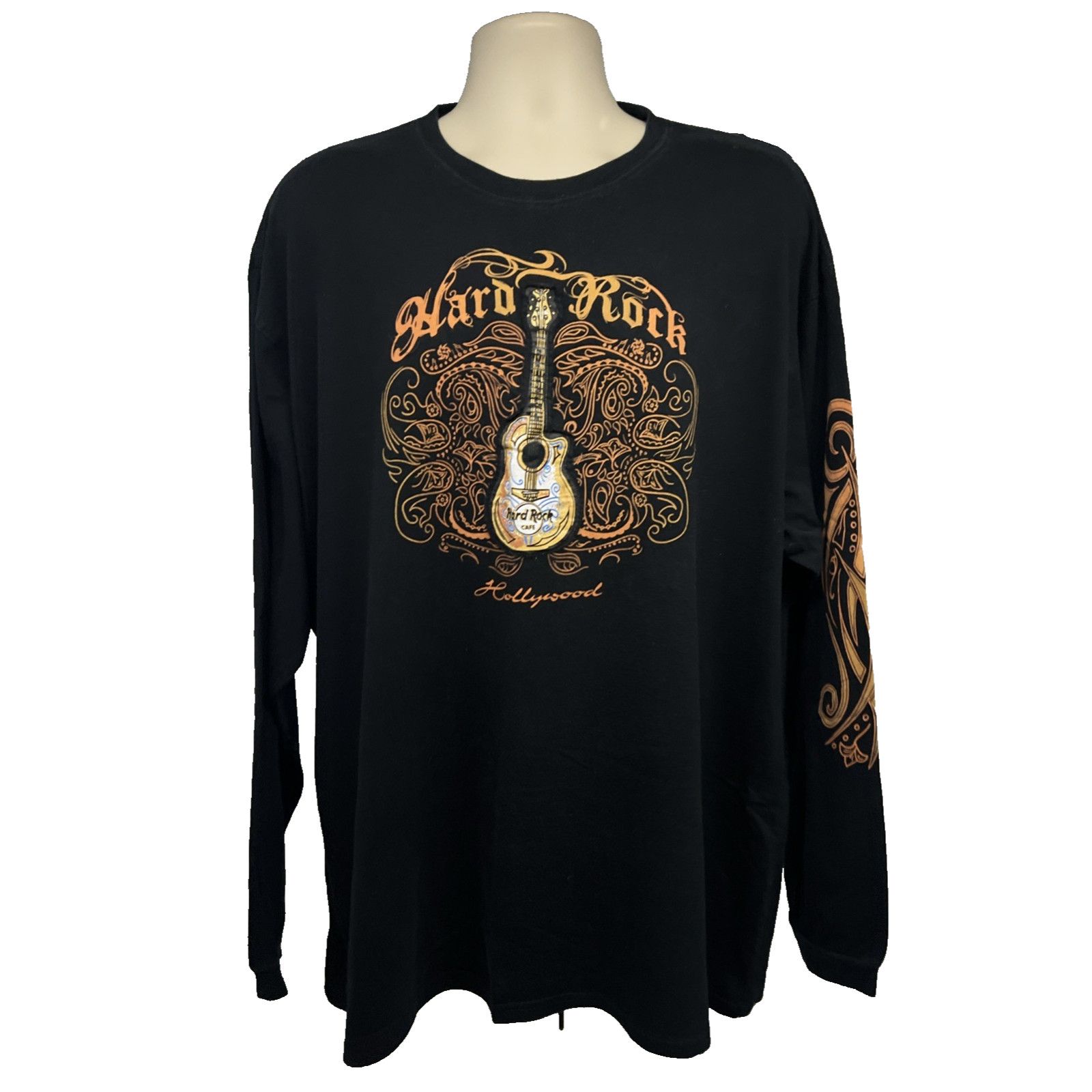 Hard Rock Cafe Hard Rock Cafe Hollywood Black Graphic Guitar T-Shirt 2XL Size US XXL / EU 58 / 5 - 1 Thumbnail