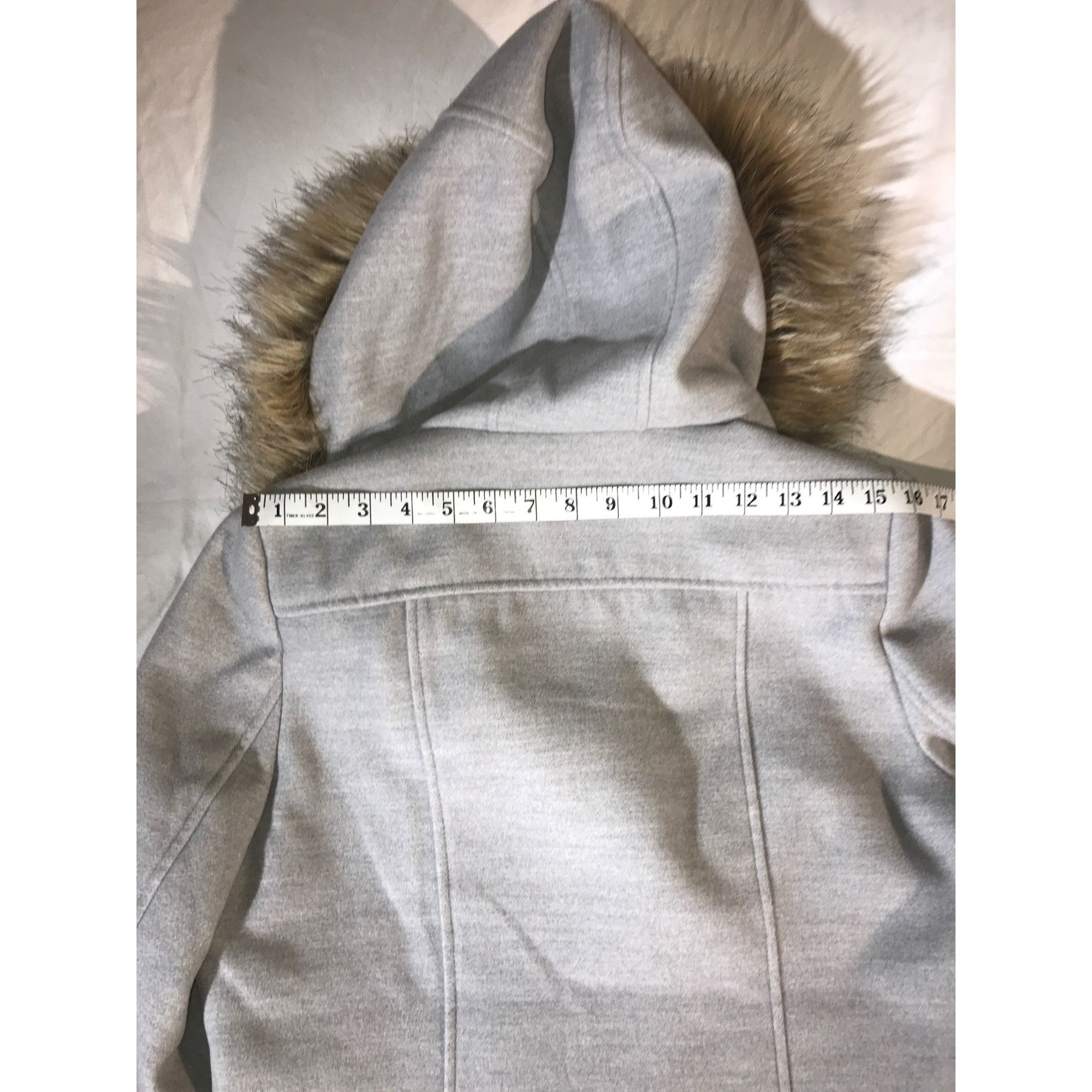 Designer Cache Cache Womens Gray Polyester Faux Fur Trim Hooded Coat Size M / US 6-8 / IT 42-44 - 6 Thumbnail