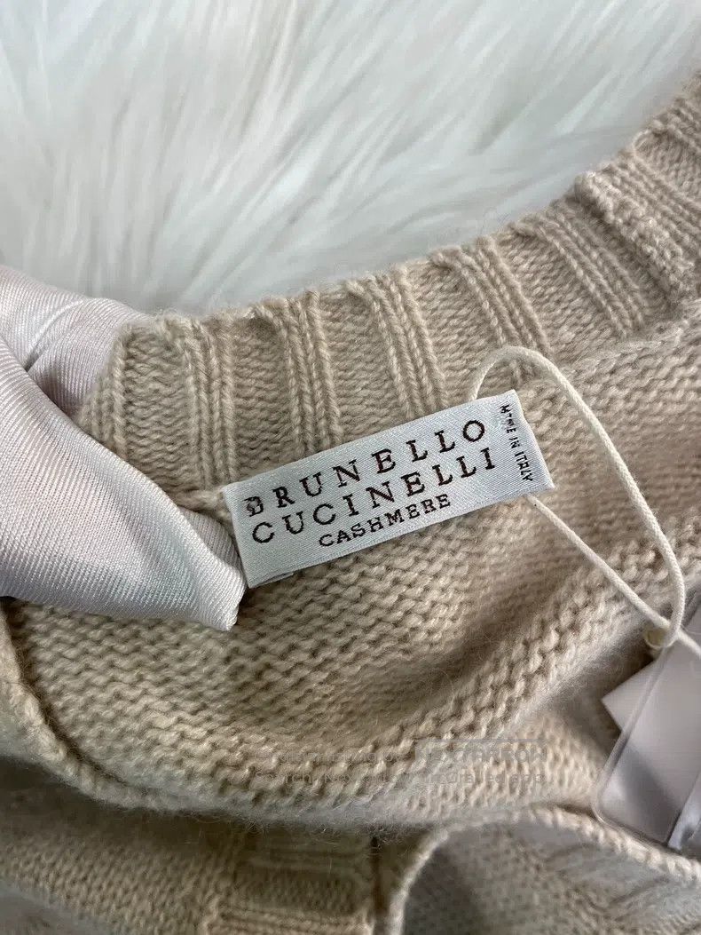 Brunello Cucinelli Brunello Cucinelli Beige Cashmere Sweater Size S / US 4 / IT 40 - 3 Thumbnail