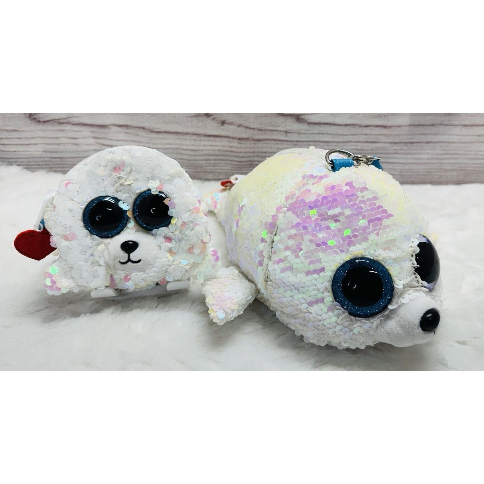 Other TY ICY White Seal 11" Fashion Flippy Sequin Glam Wristlet & Size ONE SIZE - 2 Thumbnail