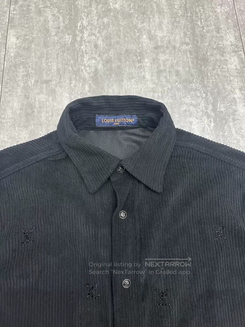 Louis Vuitton Louis Vuitton 25 New Black Corduroy Long Sleeve Shirt Size US L / EU 52-54 / 3 - 3 Thumbnail