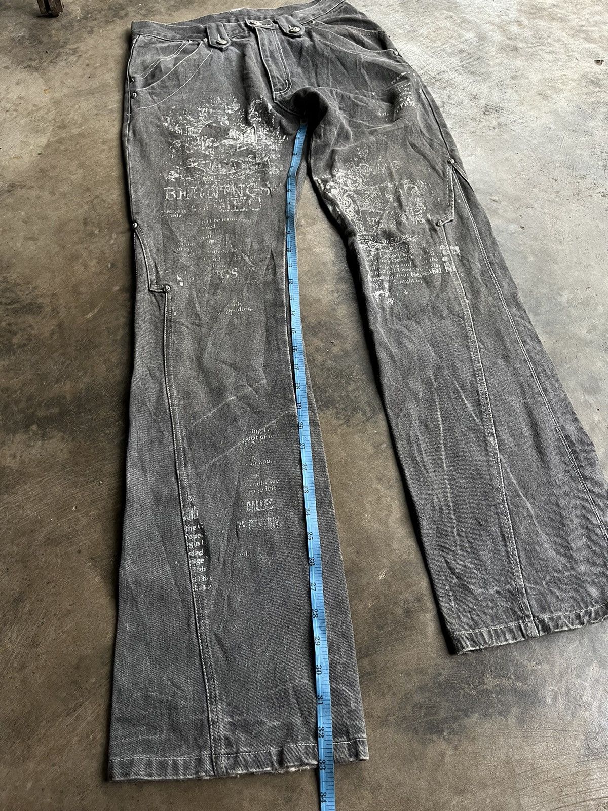 Tornado Mart Bernings Sho Flare Gothic Poem Boot Cut Wash Denim Pants Size US 30 / EU 46 - 16 Thumbnail