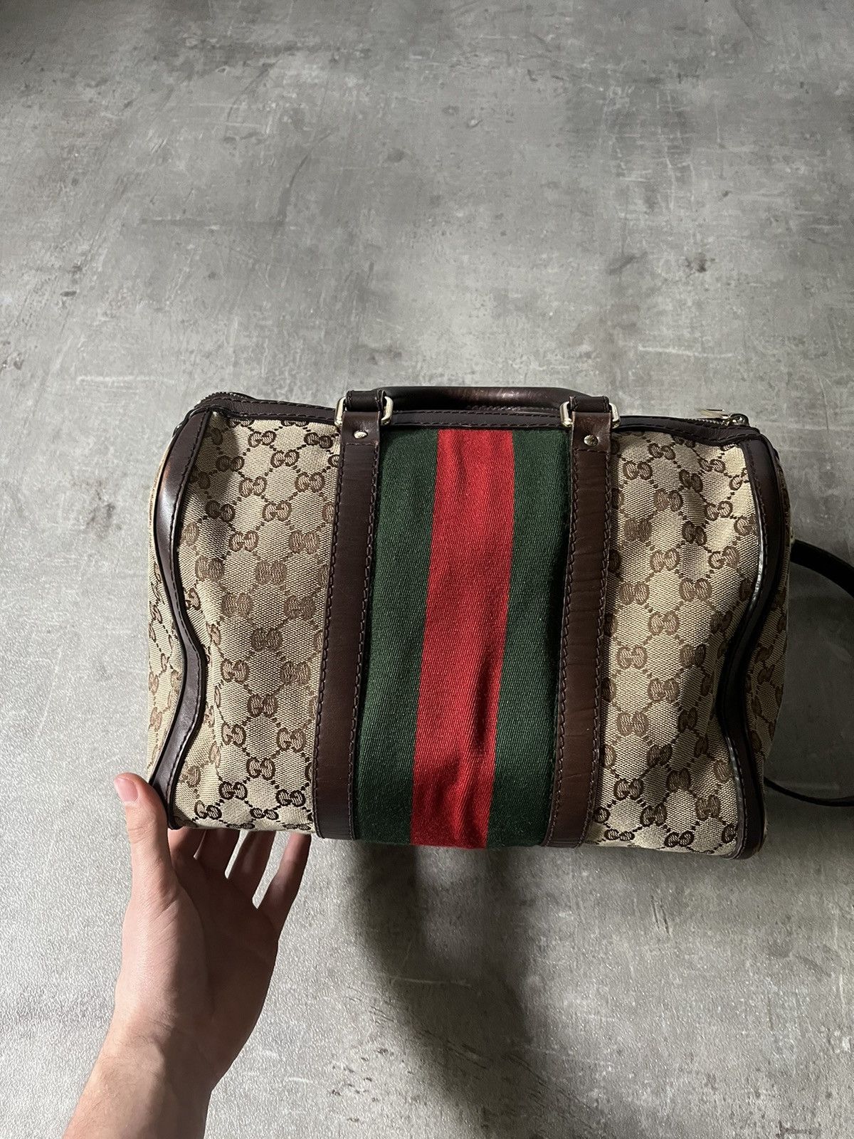 Gucci Vintage Gucci Boston bag leather beige brown Size ONE SIZE - 8 Thumbnail