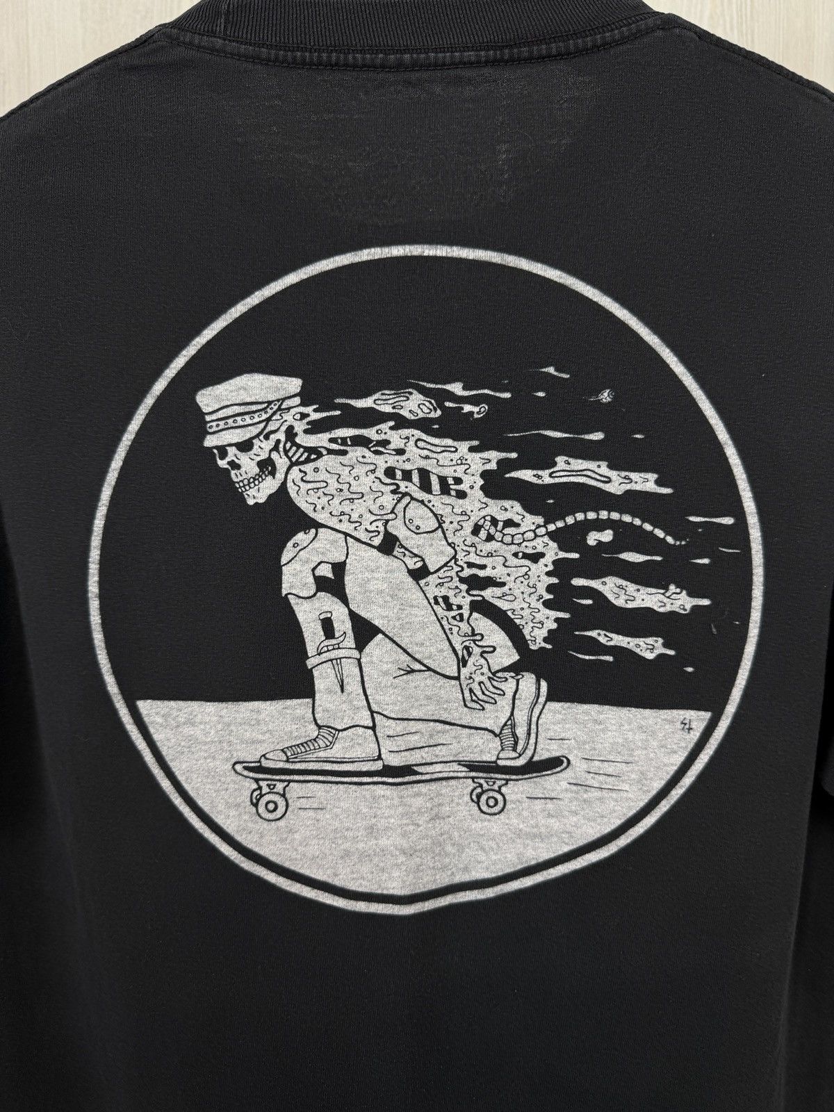 Vintage Sketchy Tank Skateboard Skull Pizza Back Skeleton knife tee Size US L / EU 52-54 / 3 - 7 Thumbnail