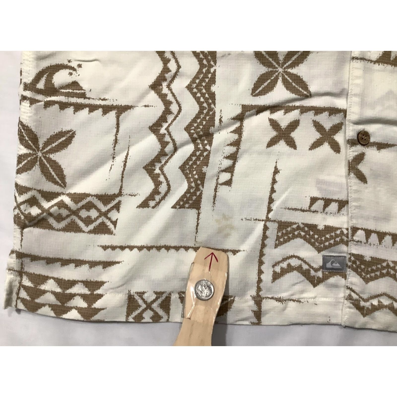 Quiksilver VINTAGE: Quiksilver Shirt Mens Large White Hawaiian Geometric Short Sleeve Button Up Size US L / EU 52-54 / 3 - 6 Thumbnail