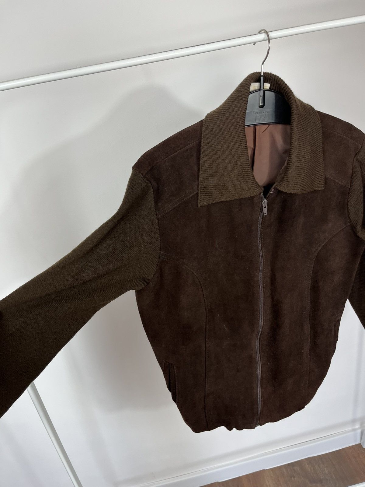 Leather Vintage Suede Leather Jacket Brown Knit Sleeves Zip Women’s Size M / US 6-8 / IT 42-44 - 8 Thumbnail