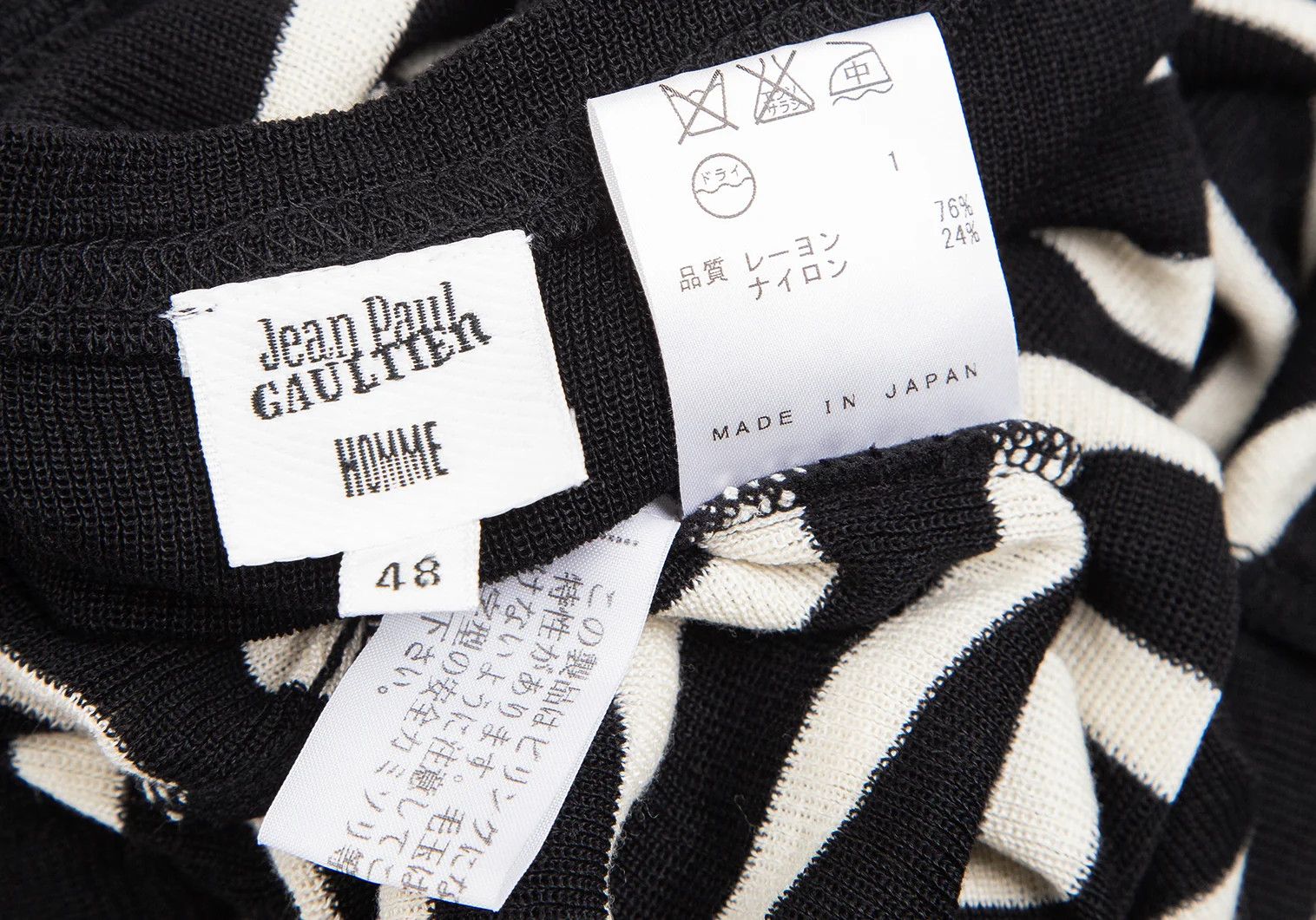 Jean Paul Gaultier Black and White Striped Sleeveless Knit Draped Top Size US M / EU 48-50 / 2 - 13 Thumbnail
