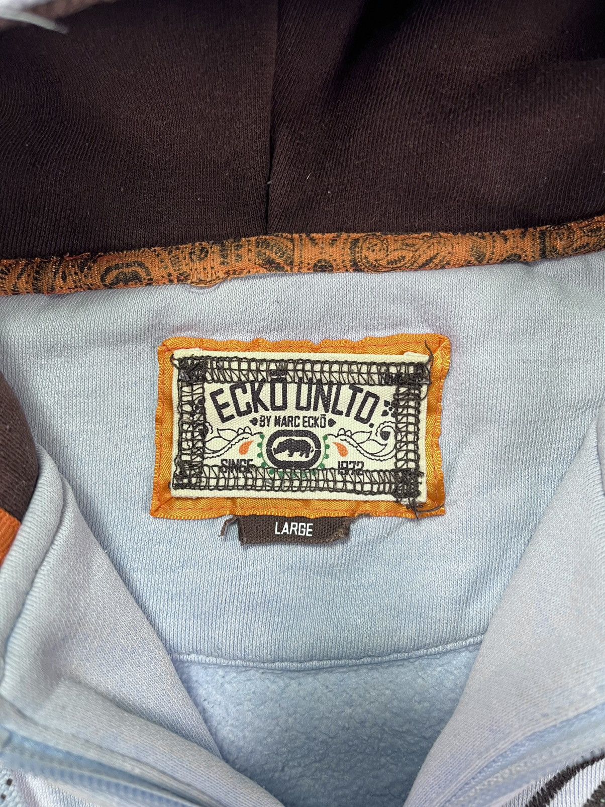 Ecko Unltd. Ecko Unltd. Embroidered Logo Baby Blue Baggy Zip Hoodie L XL Size US L / EU 52-54 / 3 - 13 Thumbnail
