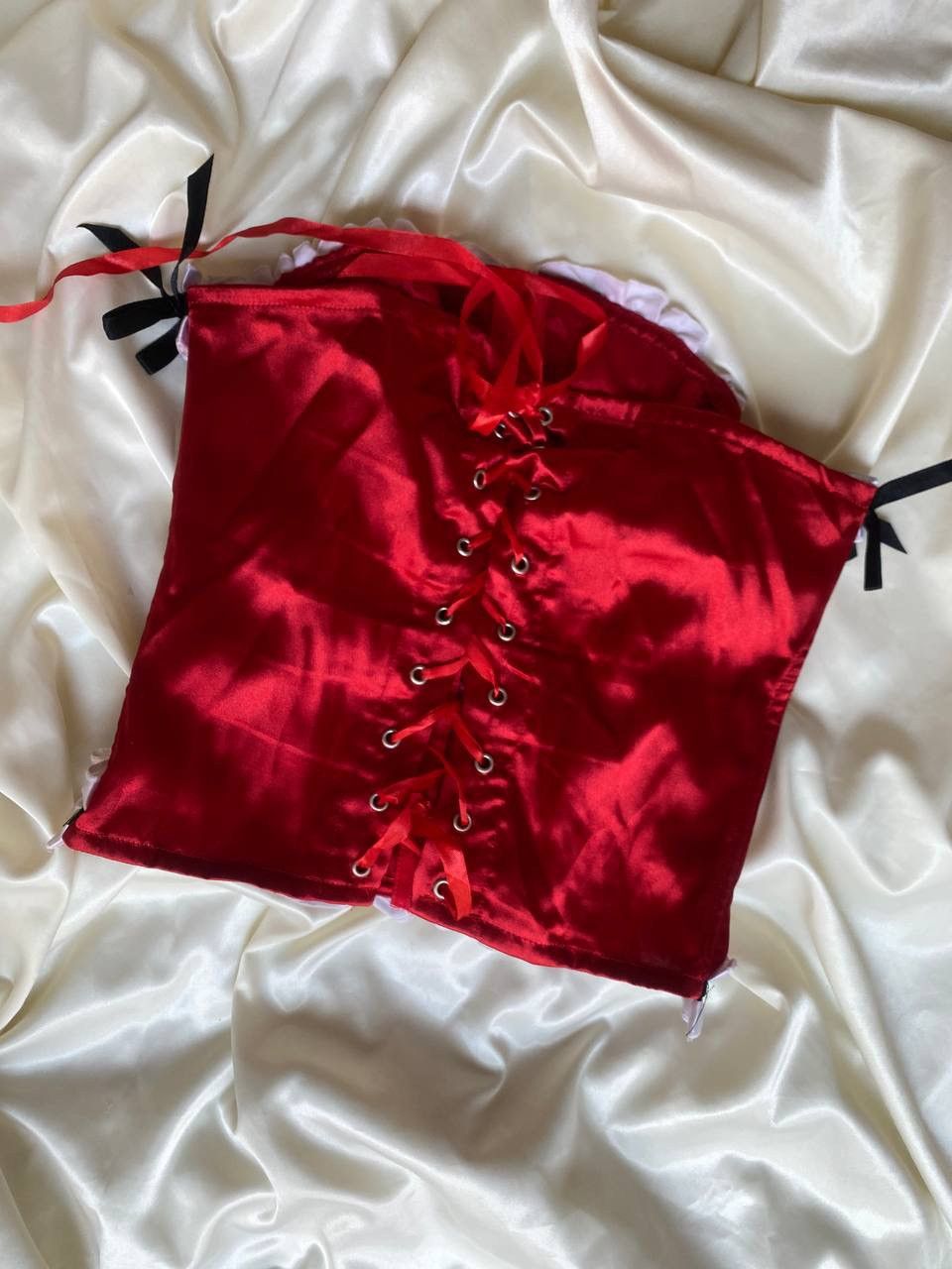 Vintage Vintage red satin coquette corset Size XS / US 0-2 / IT 36-38 - 4 Thumbnail