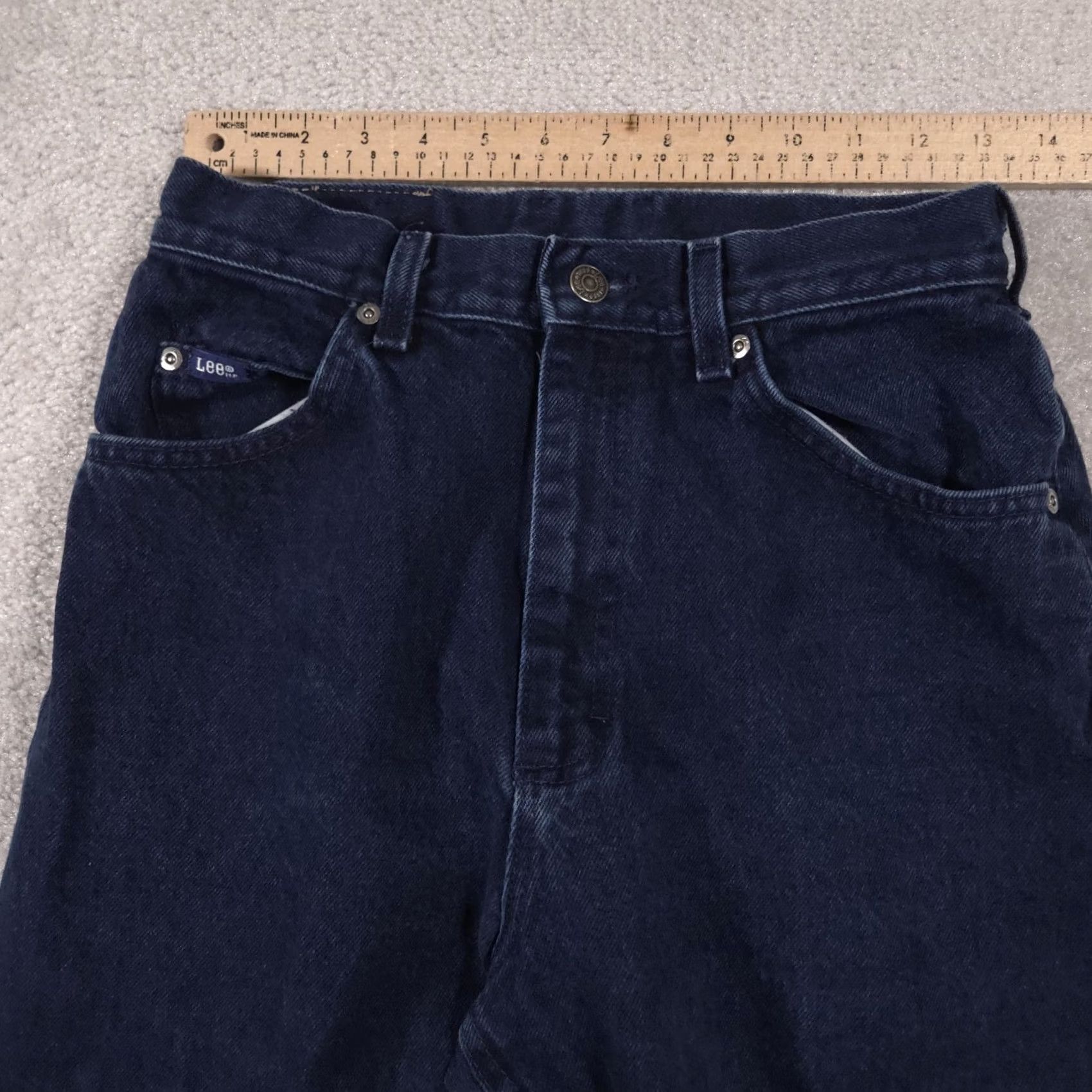 Lee Lee Jeans Womens 10 Long Dark Blue High Rise Tapered Leg Mom Fit Denim 5 Pocket Size 32" / US 10 / IT 46 - 6 Thumbnail