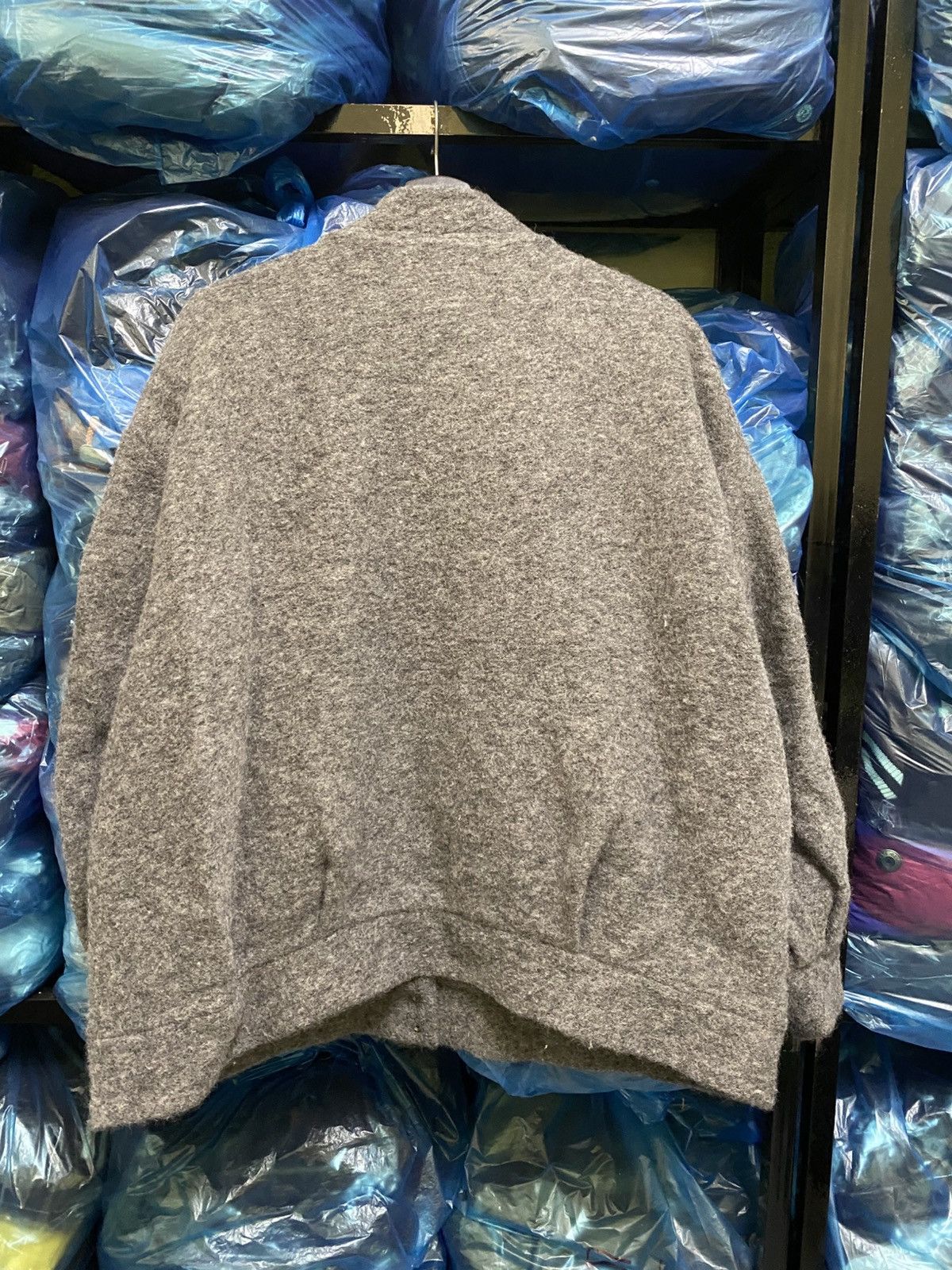 Japanese Brand IEDIT Japan Grey Wool Blend Snap Jacket Oversized Minimalist Size 3XL / US 20-22 - 9 Thumbnail