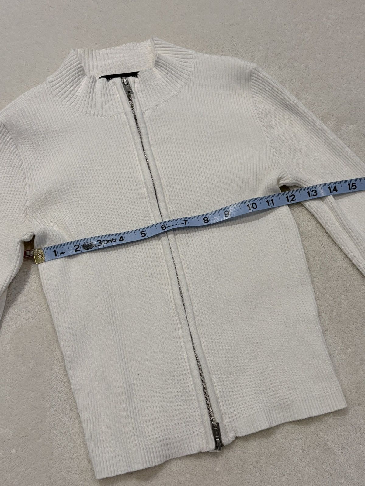 Brandy Melville Brandy Melville white ribbed double zipper cardigan sweater Size ONE SIZE - 4 Thumbnail