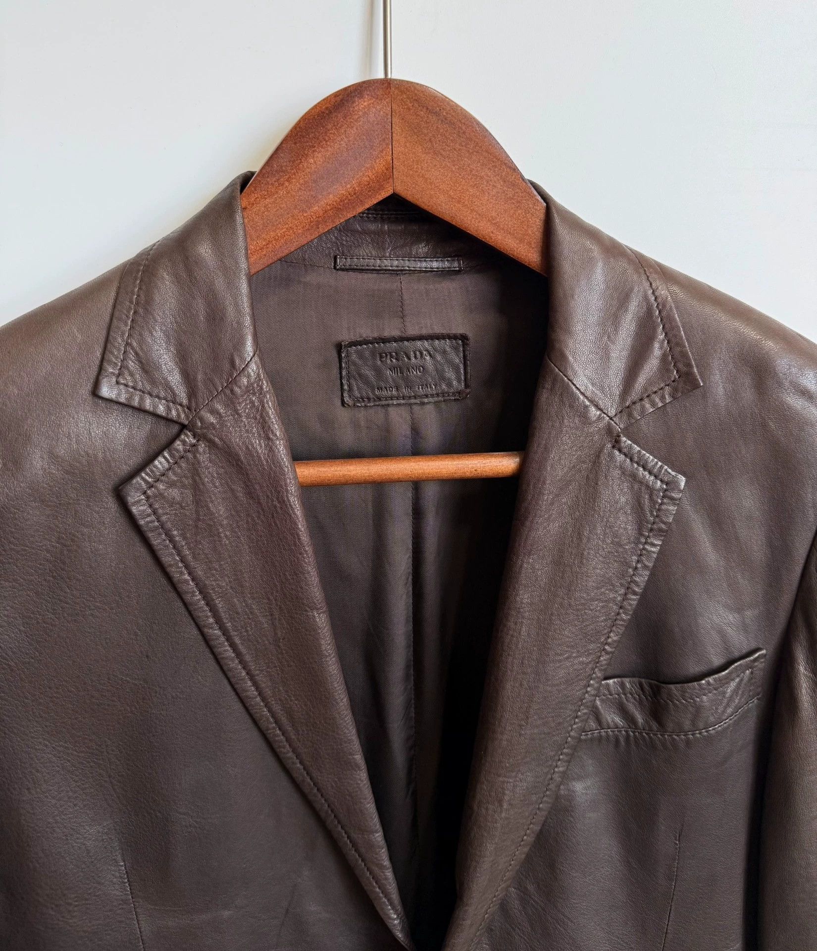 Prada Prada Brown Lambskin Leather Blazer 46 95% New Size US S / EU 44-46 / 1 - 4 Thumbnail