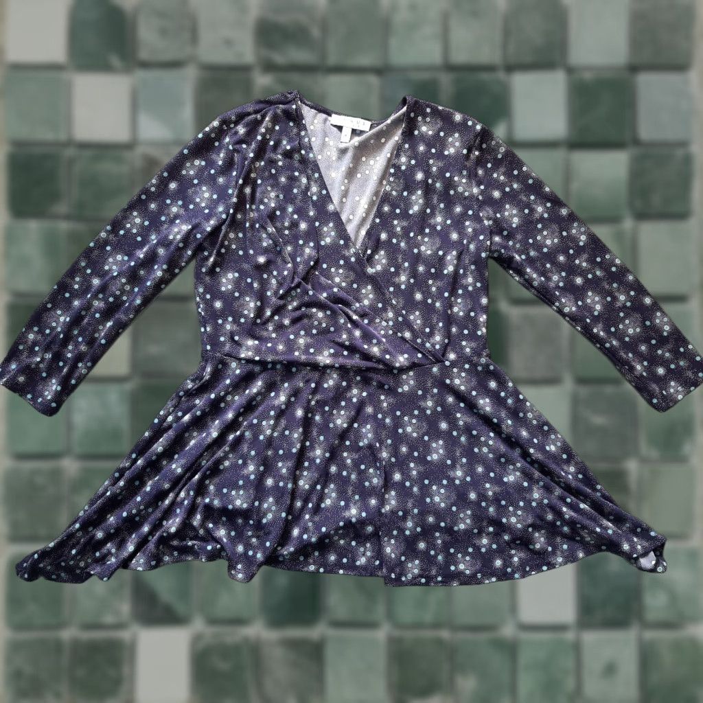 Vintage Chaus New York Womens M Top Long Sleeve Dark Blue Dott Pattern Blouse Womens M Size M / US 6-8 / IT 42-44 - 1 Thumbnail