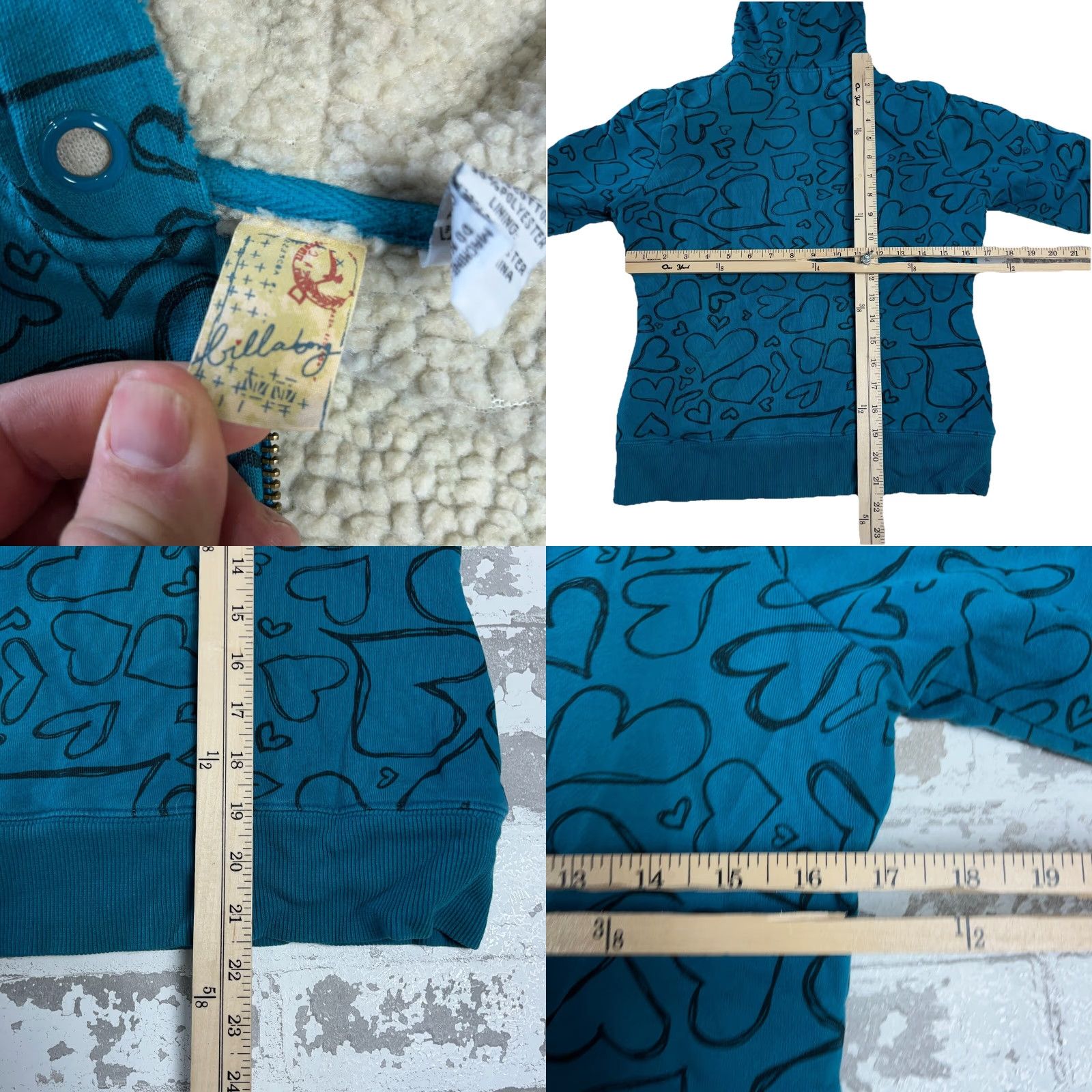 Billabong Vintage Billabong Hoodie Women M Teal Jacket Sherpa Lined Knit Hooded Full Zip Pockets Logo 90s Modern Classic Size M / US 6-8 / IT 42-44 - 8 Thumbnail