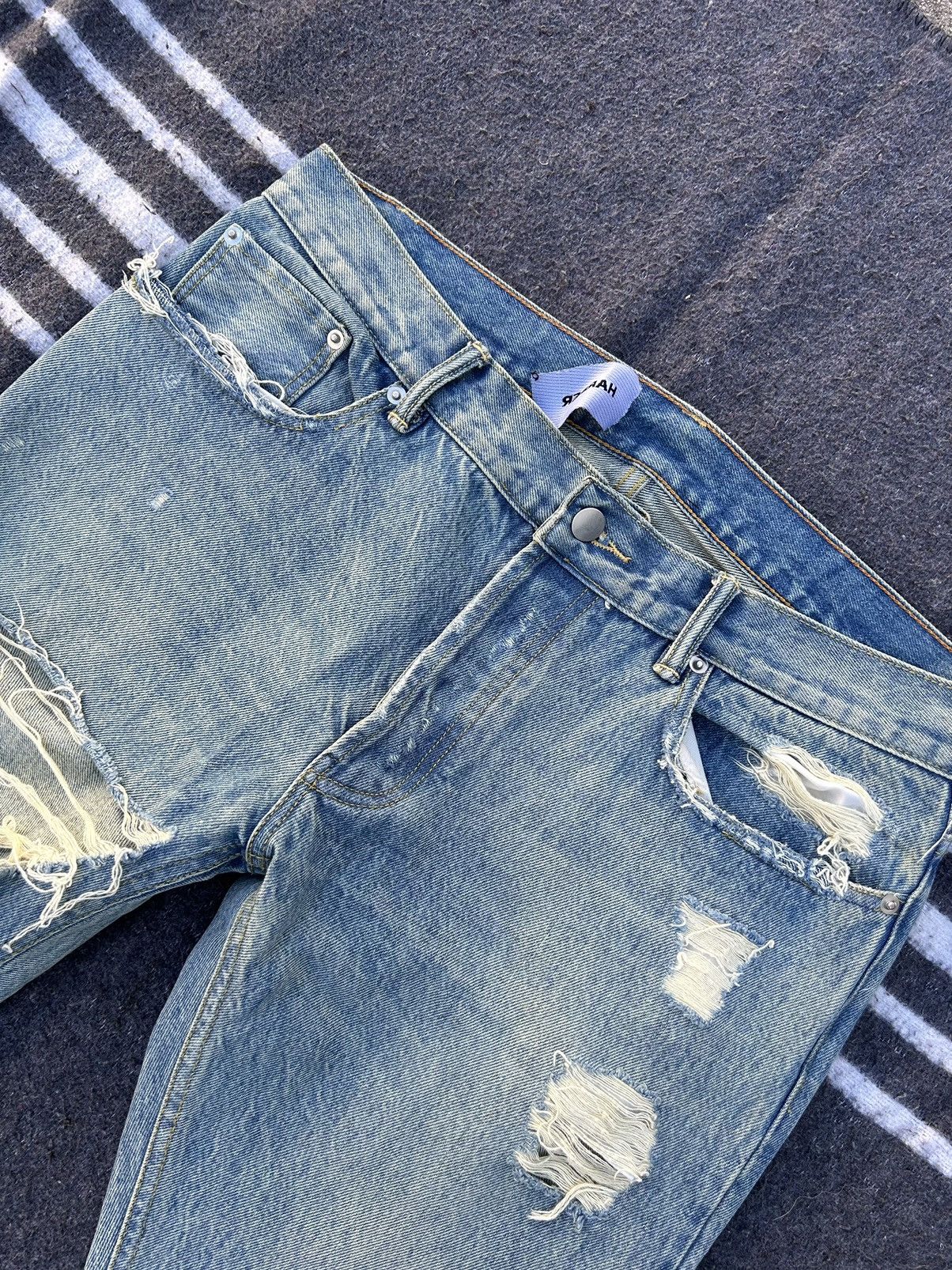 Designer × Japanese Brand HarderStore Distressed Italian Selvedge Denim Size US 34 / EU 50 - 2 Thumbnail