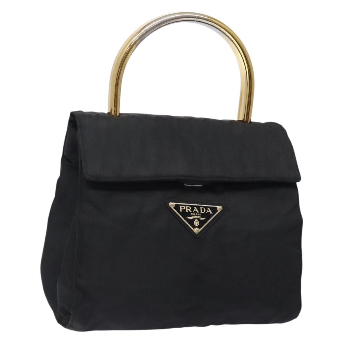 Prada PRADA Hand Bag Nylon Black Gold Size ONE SIZE - 1 Thumbnail