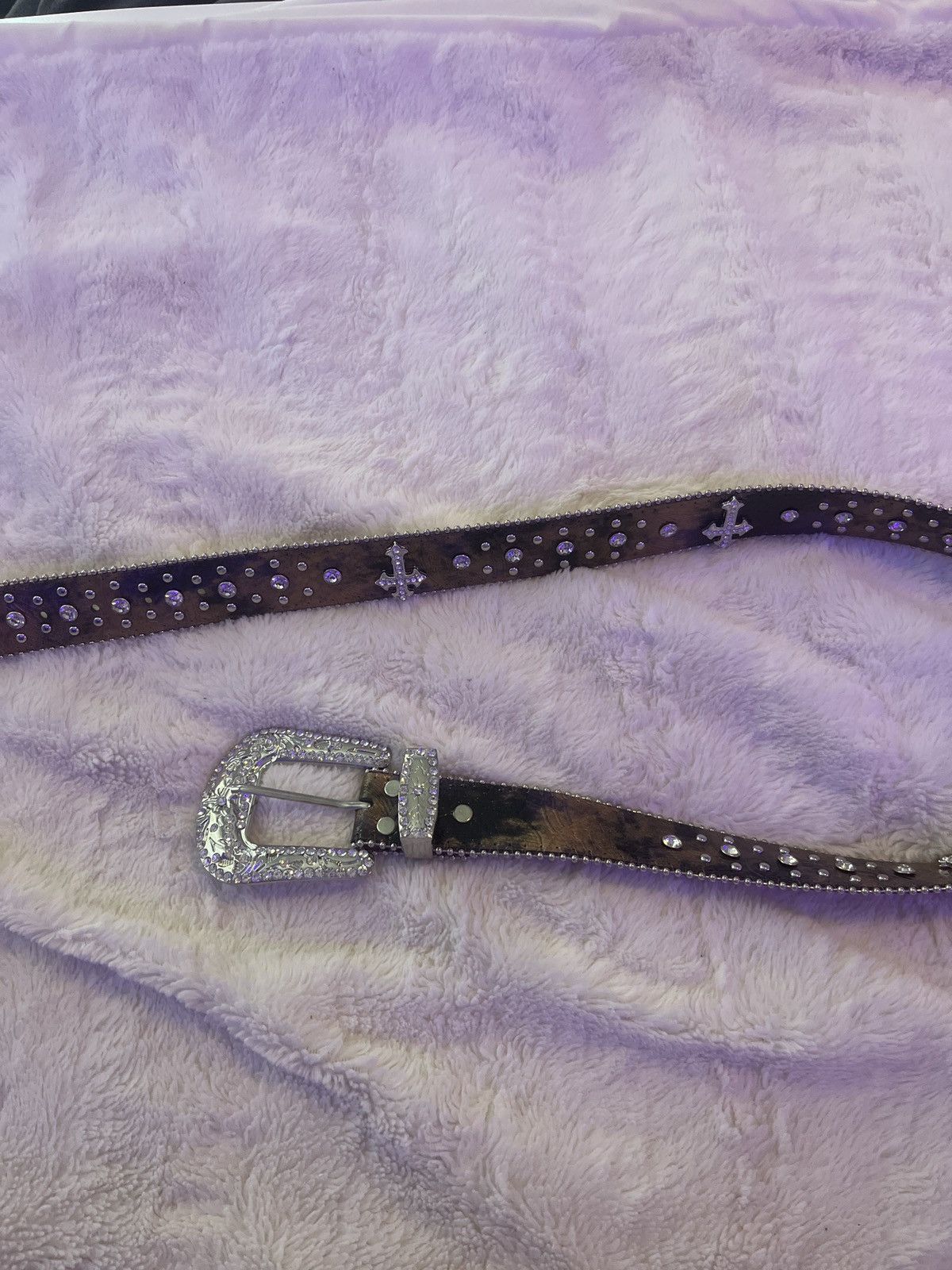 Other Brown bling belt with crosses Size 28 - 1 Thumbnail
