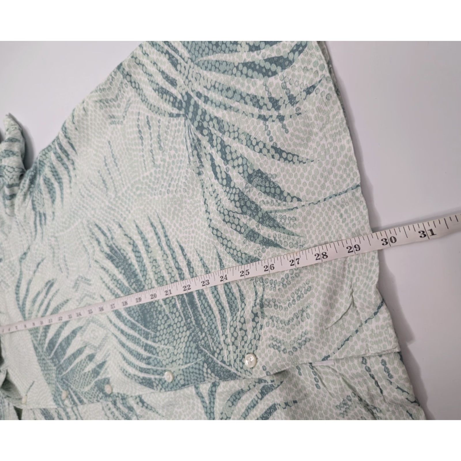 Cubavera CUBAVERA Hawaiian Shirt Button-Up Short Sleeve Palm Dotted Print Viscose Green Mens XL Band - Beach Vacation, All Seasons, Easy Care Size US XL / EU 56 / 4 - 4 Thumbnail