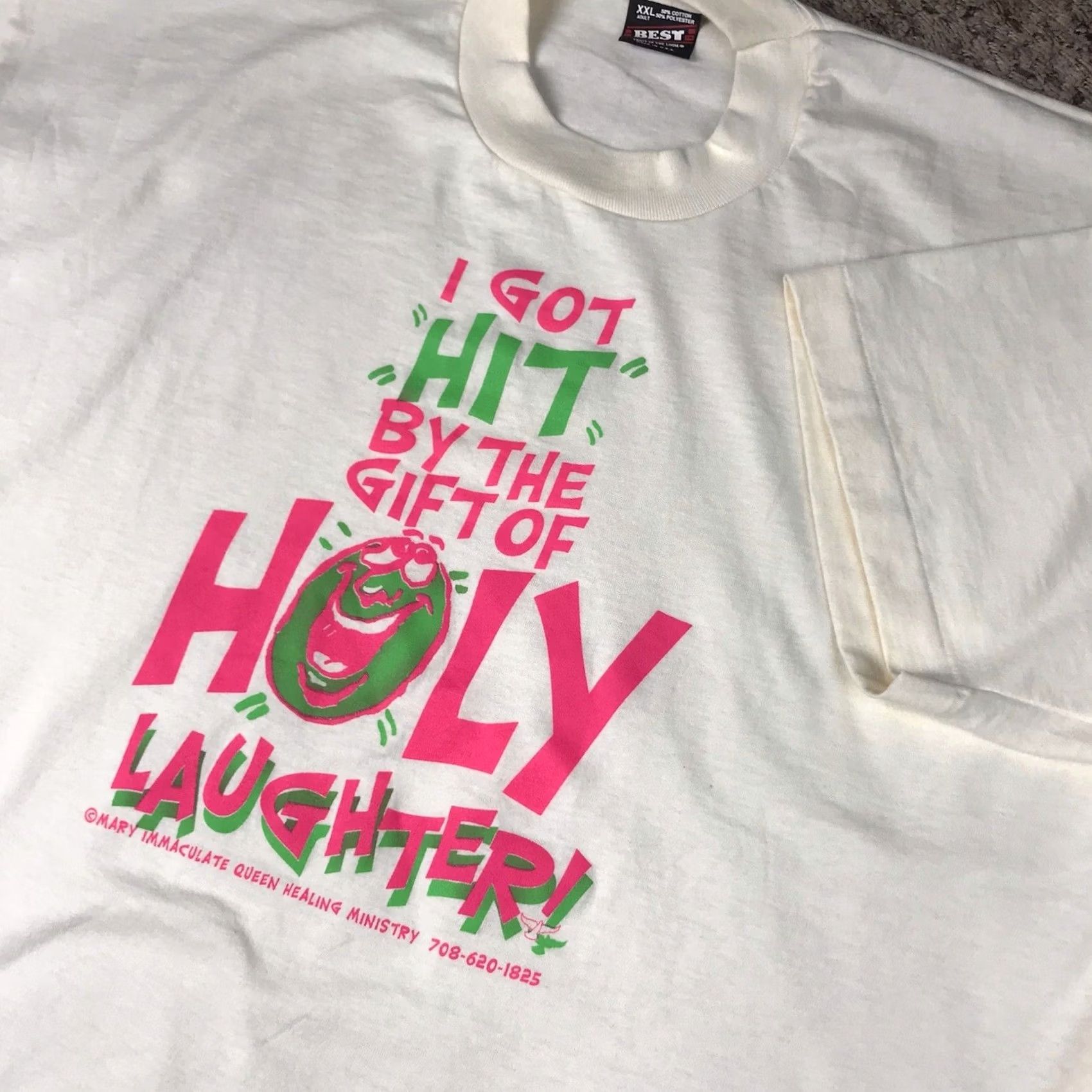 Fruit Of The Loom VINTAGE 90s Christian Graphic Tee Shirt XXL Beige Nike? Size US XXL / EU 58 / 5 - 4 Thumbnail