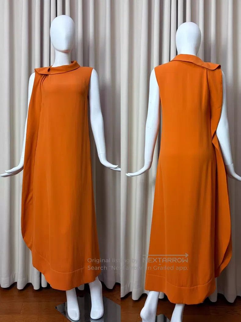 Valentino Valentino Orange silk ruffled long dress Size S / US 4 / IT 40 - 6 Thumbnail