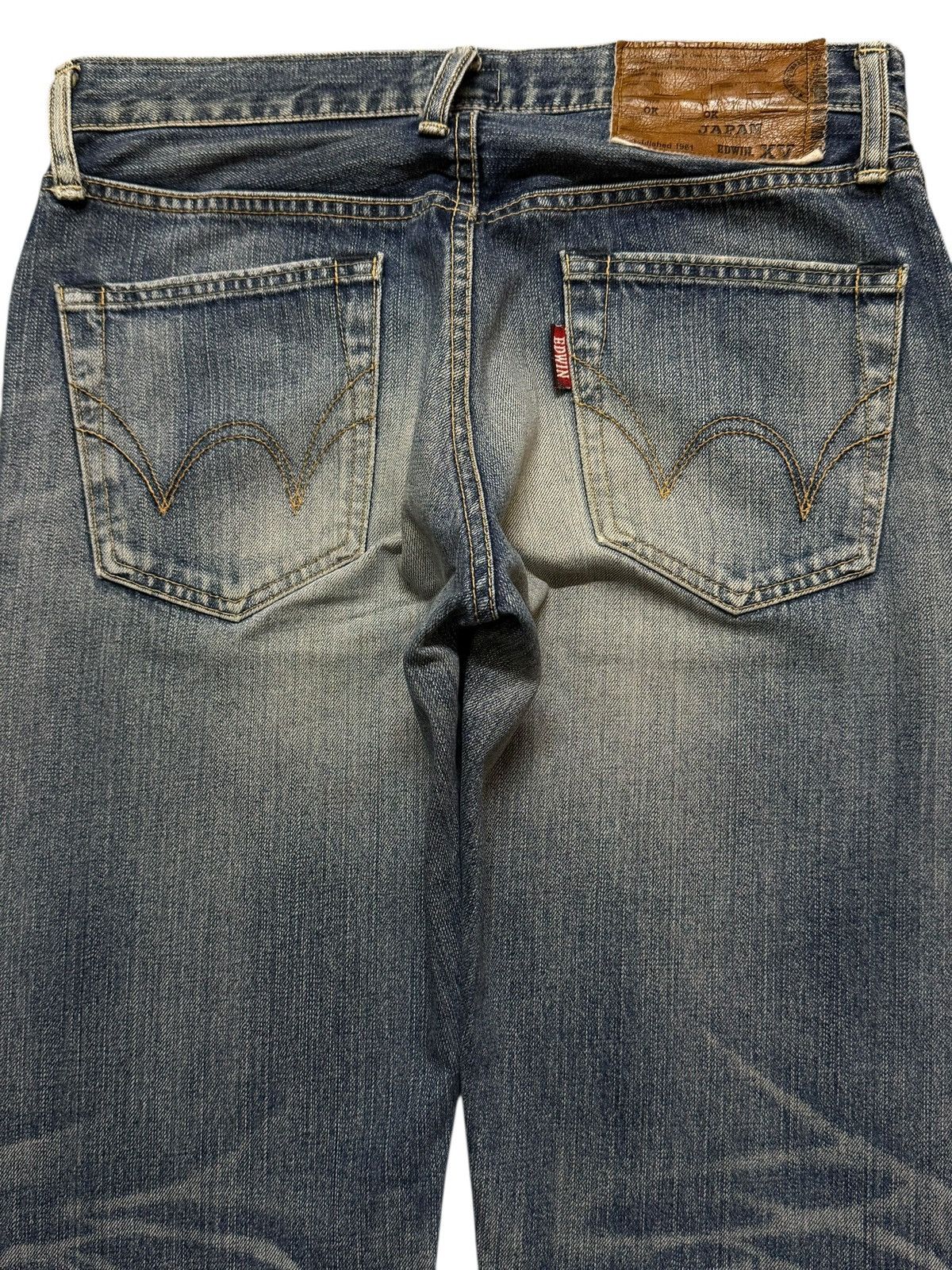 Edwin Vintage 90s Japan Edwin XV Blue Faded Wash Distress Straight Size US 31 - 4 Thumbnail