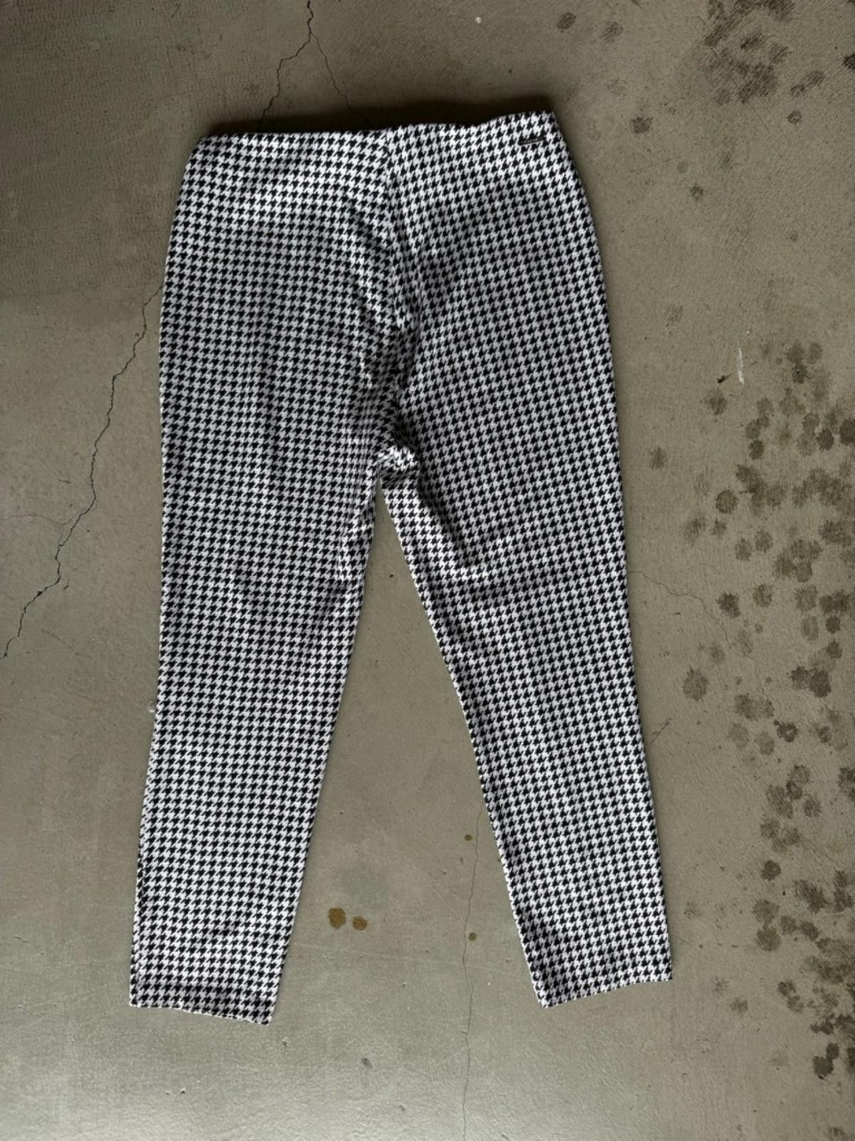 Elie Tahari Tahari / Houndstooth Cropped Stretch Pants / Black White Size 36" / US 14 / IT 50 - 6 Thumbnail