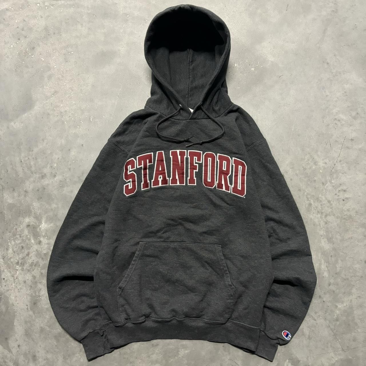 Japanese Brand × Vintage Crazy Vintage Y2K/2000s Grey Stanford College Spellout Essential Hoodie! Size US S / EU 44-46 / 1 - 1 Thumbnail
