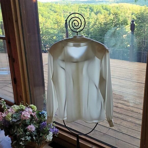 Vintage Breckenridge Ivory Sheer Button Down Long Sleeve Collared Sz Size L / US 10 / IT 46 - 5 Thumbnail