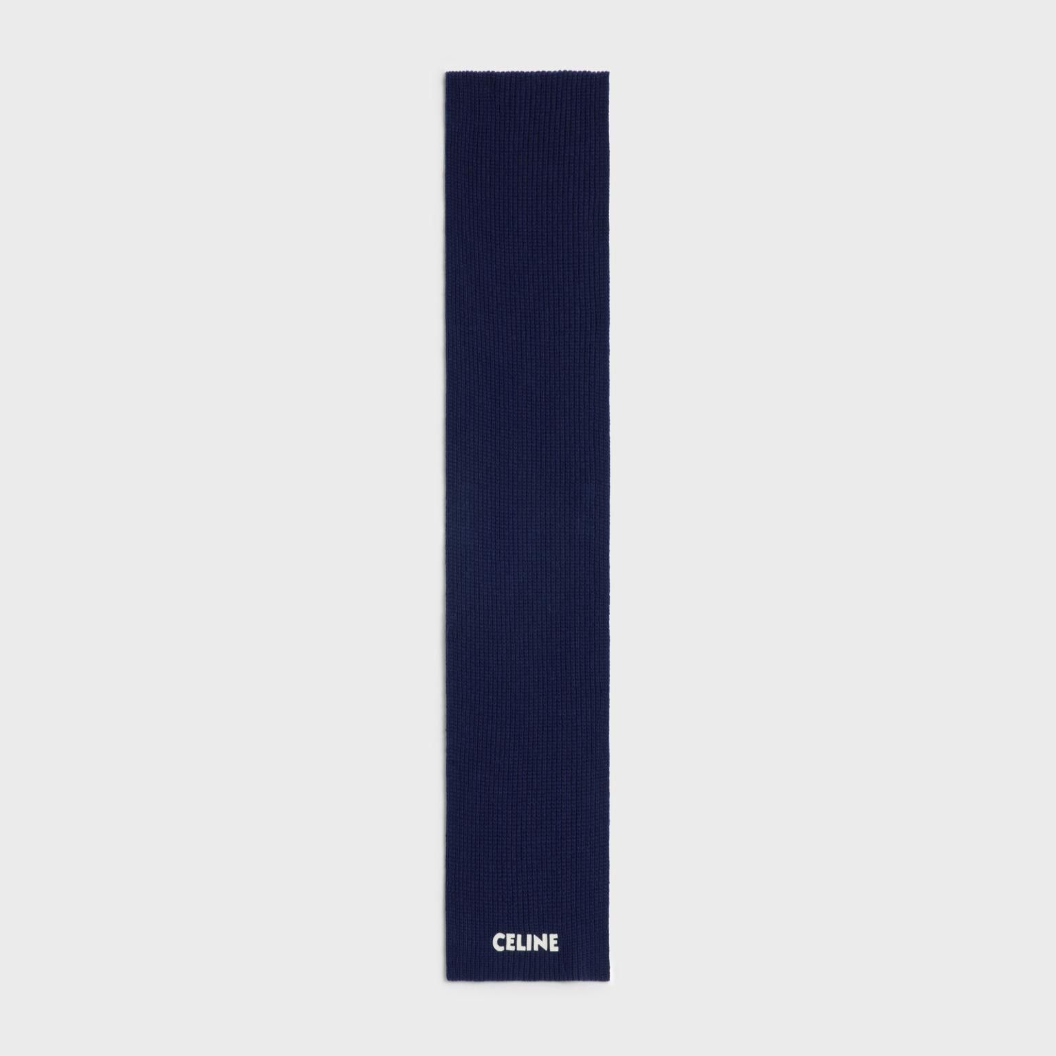 Celine o1bcso1str1024 Size: OS / Ribbed Wool Scarf in Navy Blue Size ONE SIZE - 1 Thumbnail