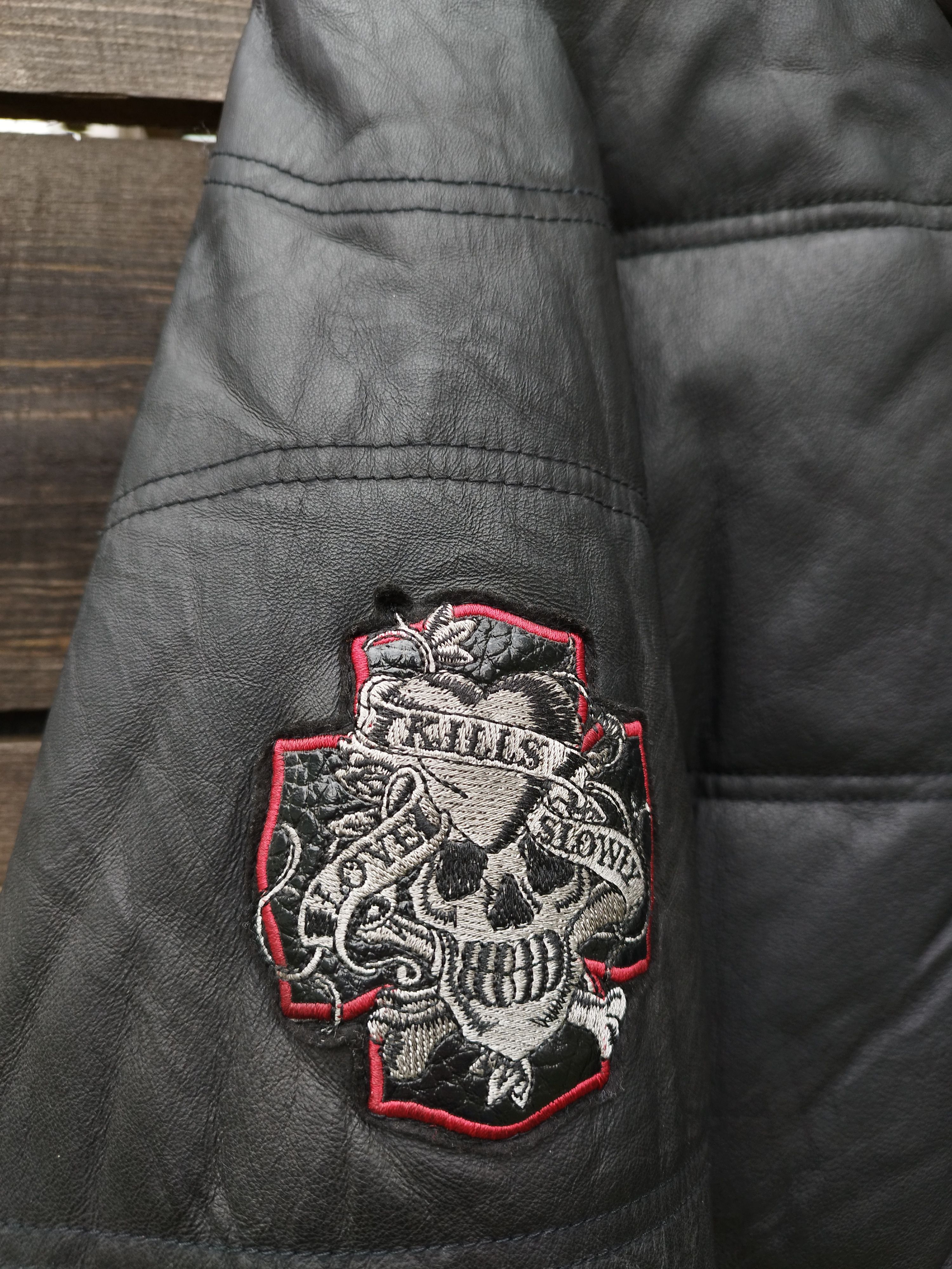 Ed Hardy Vintage Ed Hardy Leather Puffer Jacket Christian Audigier Size US XXL / EU 58 / 5 - 11 Thumbnail