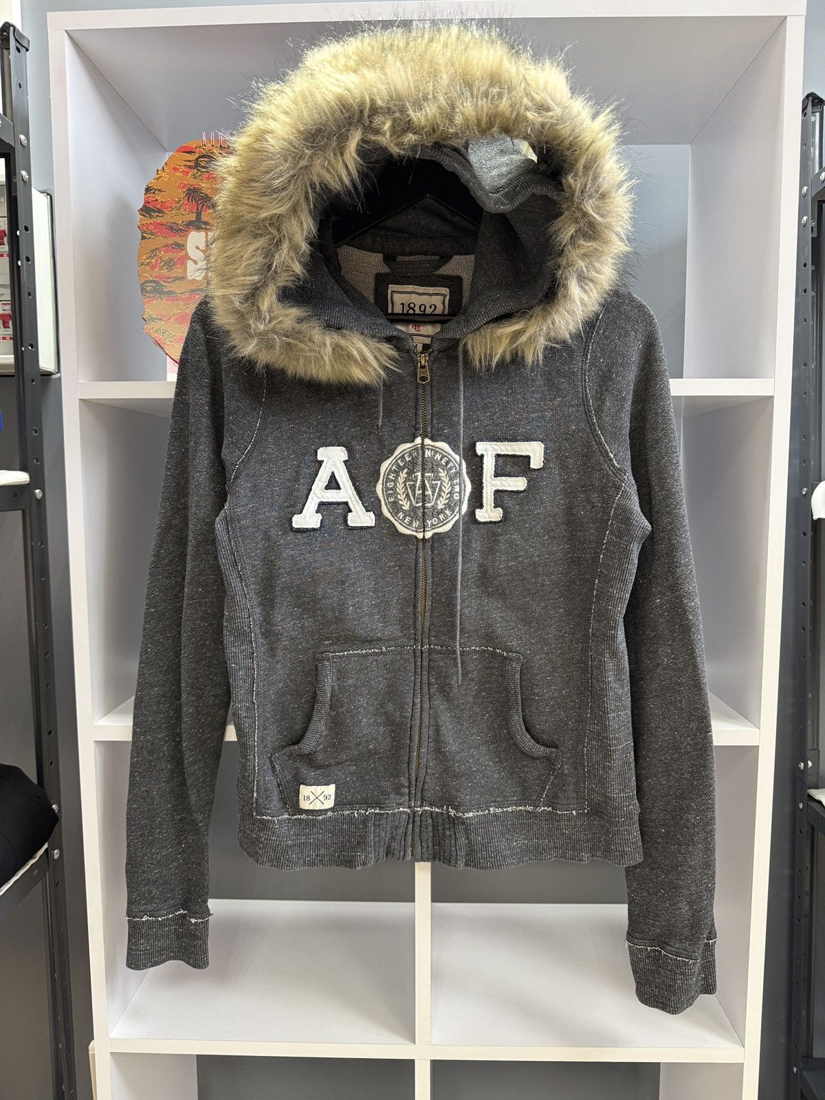 Abercrombie & Fitch 2000s Y2K Abercrombie & Fitch Fur Hood Zip